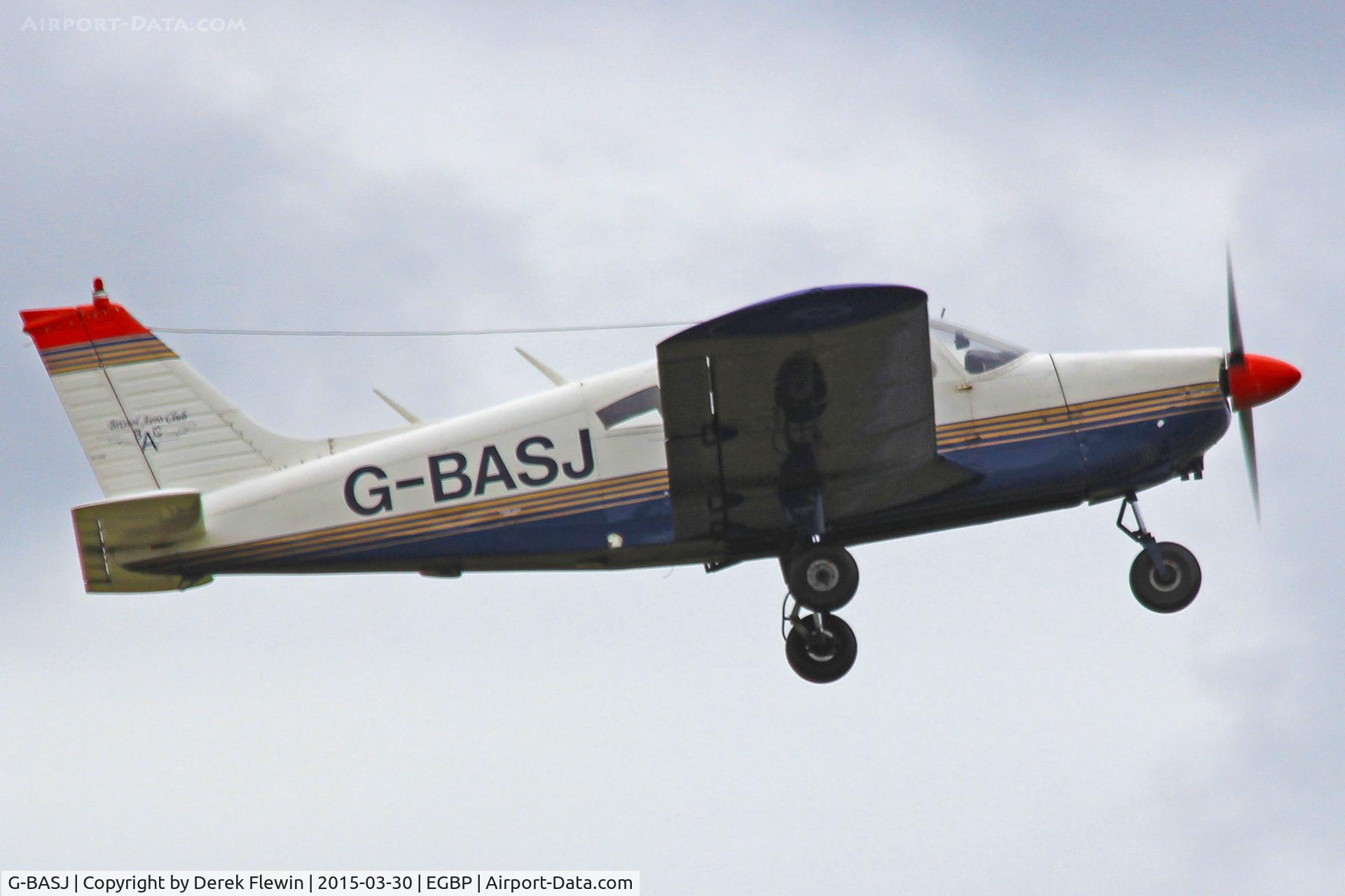 G-BASJ, 1972 Piper PA-28-180 Cherokee C/N 28-7305136, Resident Cherokee, seen departing runway 26, local flight.