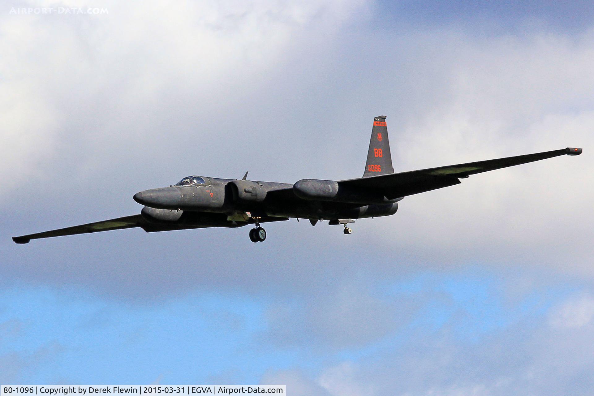 80-1096, 1980 Lockheed U-2S Dragon Lady C/N 096, U-2S, callsign Dragon 21, coded BB, Beale AFB California based, 9th Reconnaissance Wing, seen over the wire, am arrival in very blustery winds.