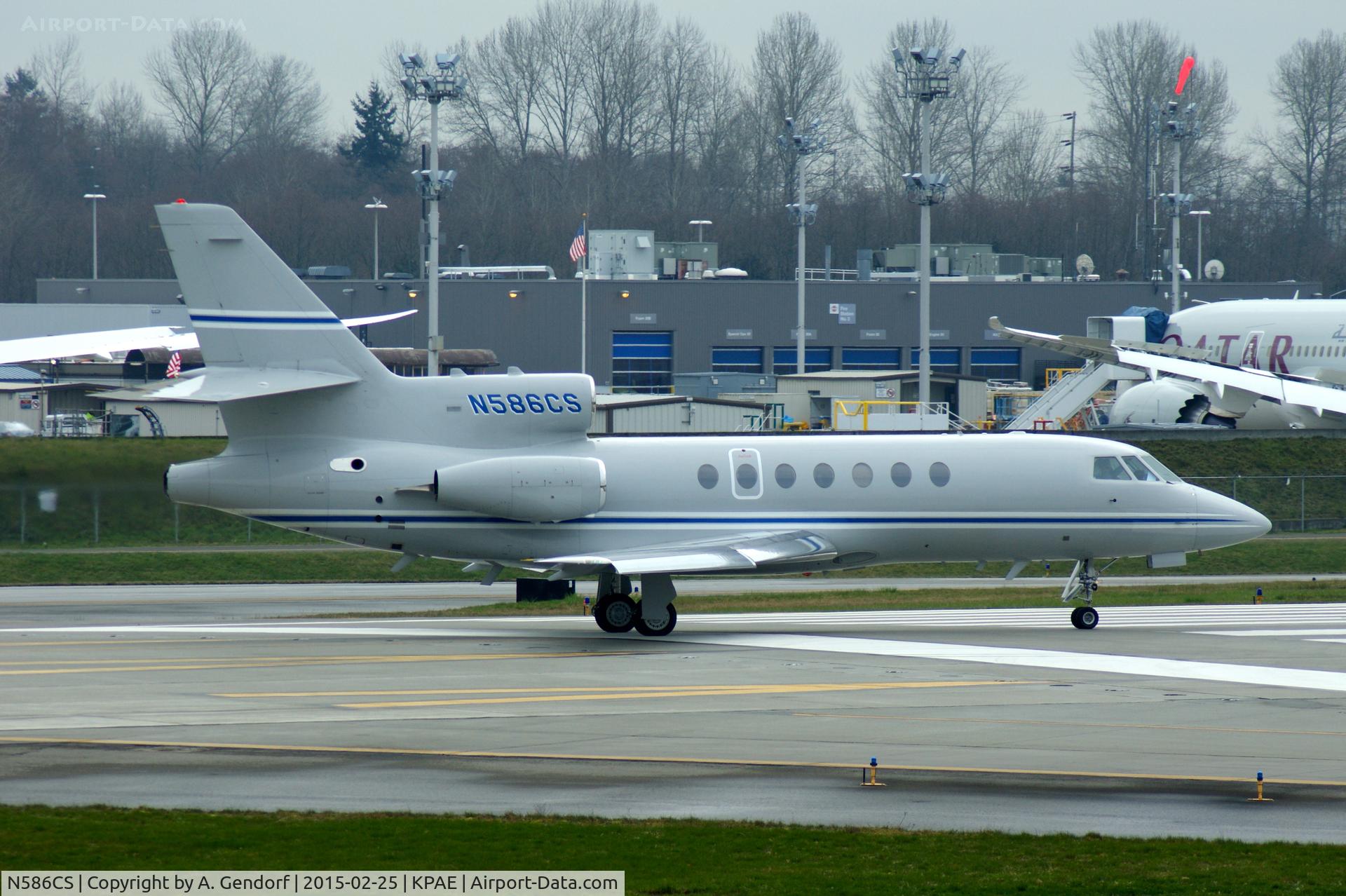 N586CS, 1997 Dassault Falcon 50 C/N 260, Valkyrie Aviation (untitled), here on the Runway at Everett - Paine Field(KPAE)