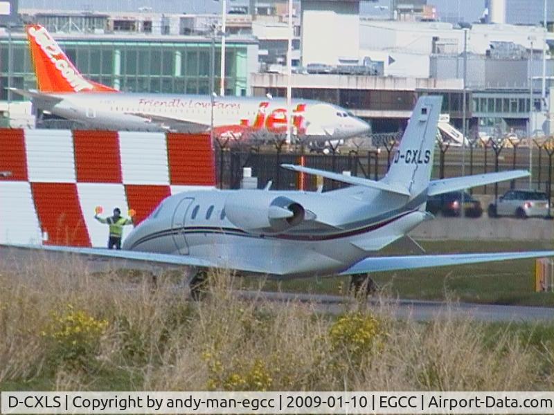 D-CXLS, 2009 Cessna 560XL Citation XLS+ C/N 560-6027, not far to go to the landmark exc ramp