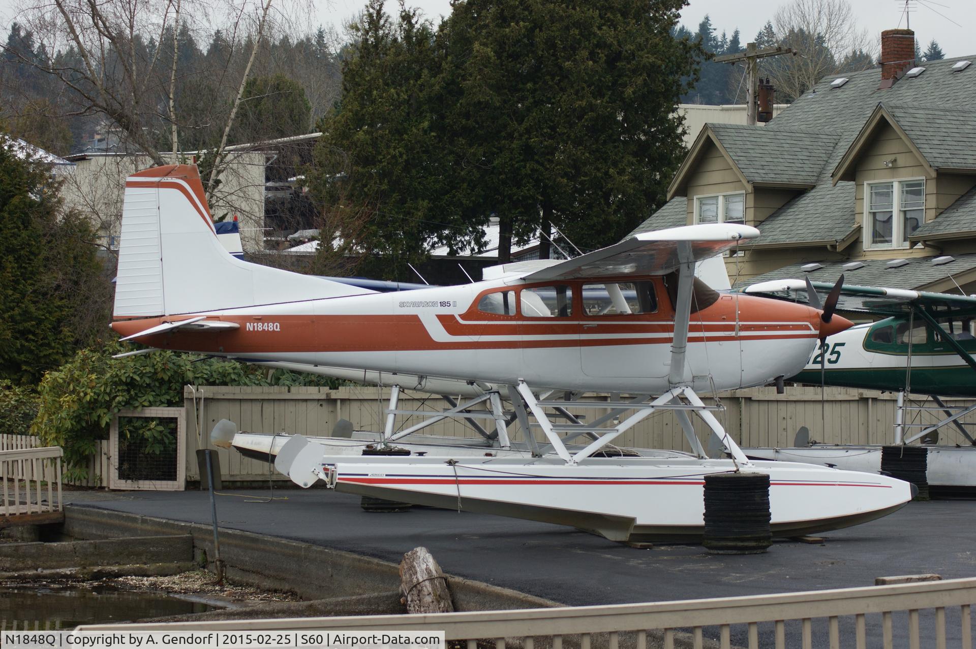 N1848Q, 1977 Cessna A185F Skywagon 185 C/N 18503493, Privat, is here out of the water at Kenmore Air Seaplane Base(S60)