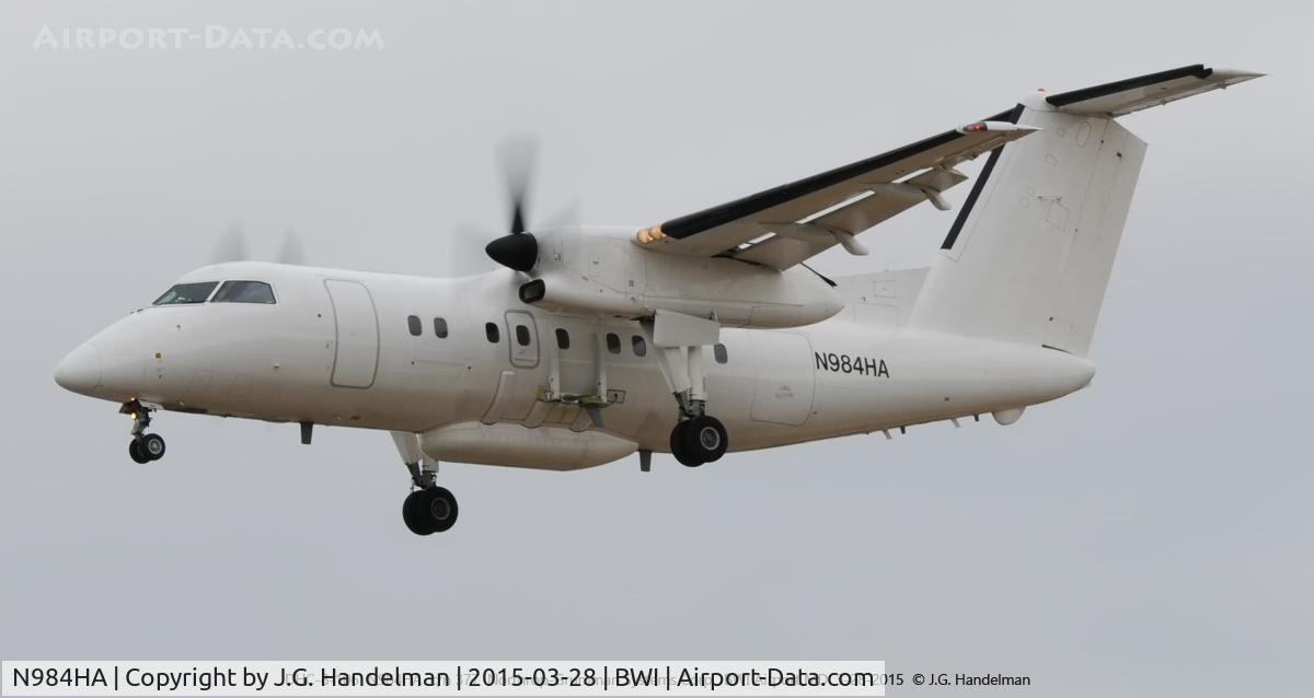 N984HA, 1994 De Havilland Canada DHC-8-102 Dash 8 C/N 377, Northrop-Grumman Test Aircraft on final to 33L.