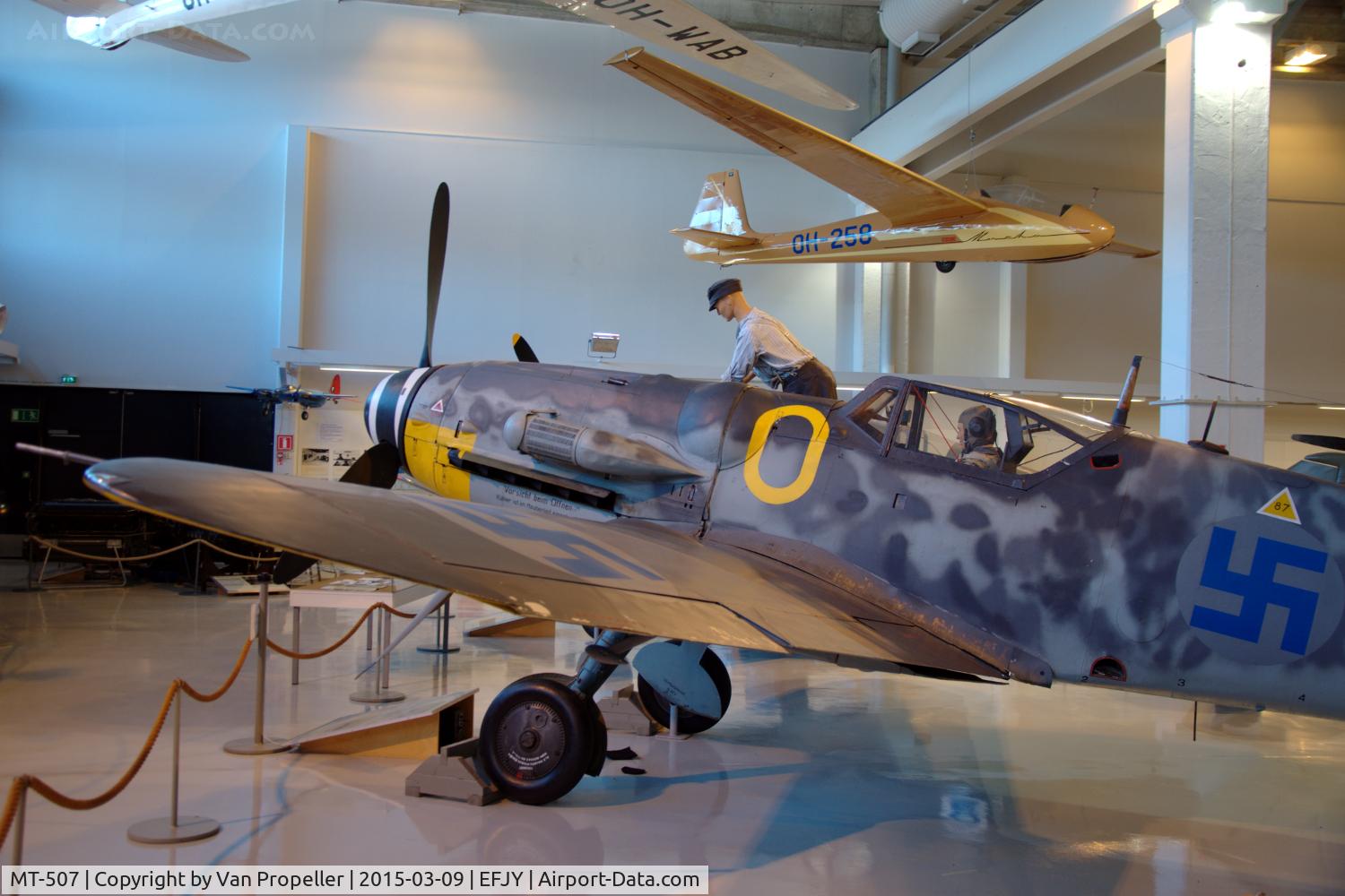 MT-507, Messerschmitt Bf-109G-6 C/N 167271, Messerschmitt Bf109G-6 fighter of the Finnish Air Force preserved at the Aviation Museum of Central Finland at Tikkakoski.
