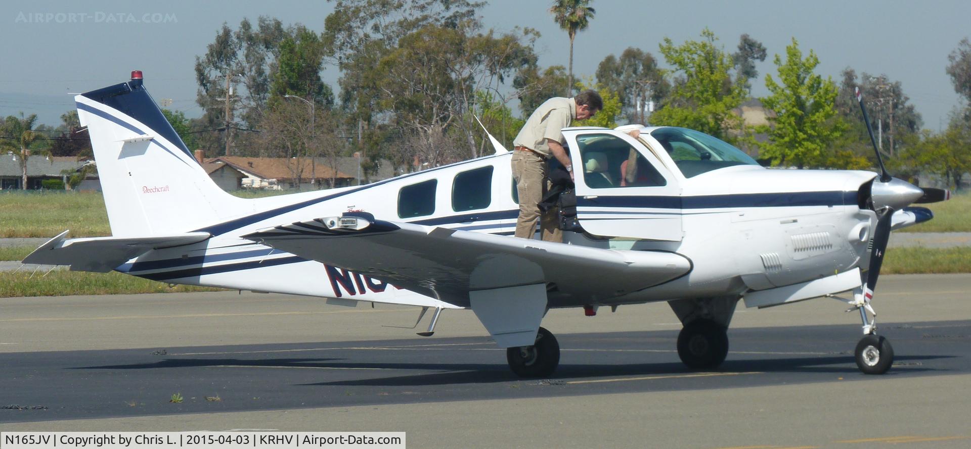 N165JV, 1998 Raytheon Aircraft Company A36 Bonanza C/N E-3180, A beautiful transient 1998 Bonanza A36 getting ready for a VFR departure from Reid-Hilview.