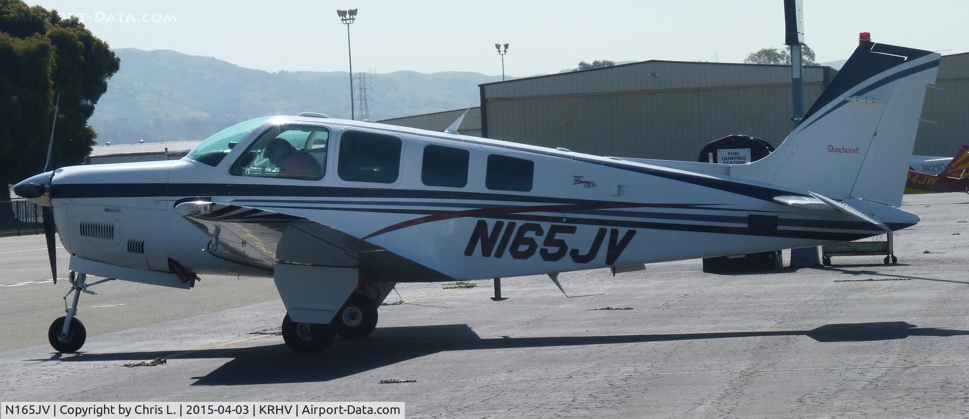 N165JV, 1998 Raytheon Aircraft Company A36 Bonanza C/N E-3180, A beautiful transient 1998 Bonanza A36 getting ready for a VFR departure from Reid-Hilview.