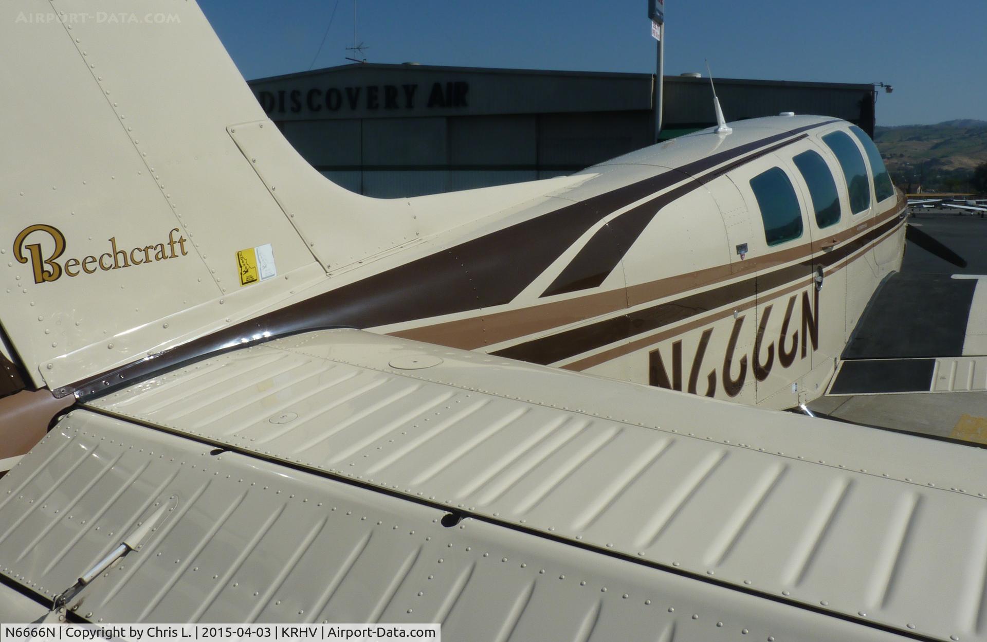 N6666N, 1984 Beech B36TC Bonanza C/N EA-442, A cool transient Beechcraft Bonanza 36 parked at Nice Air.