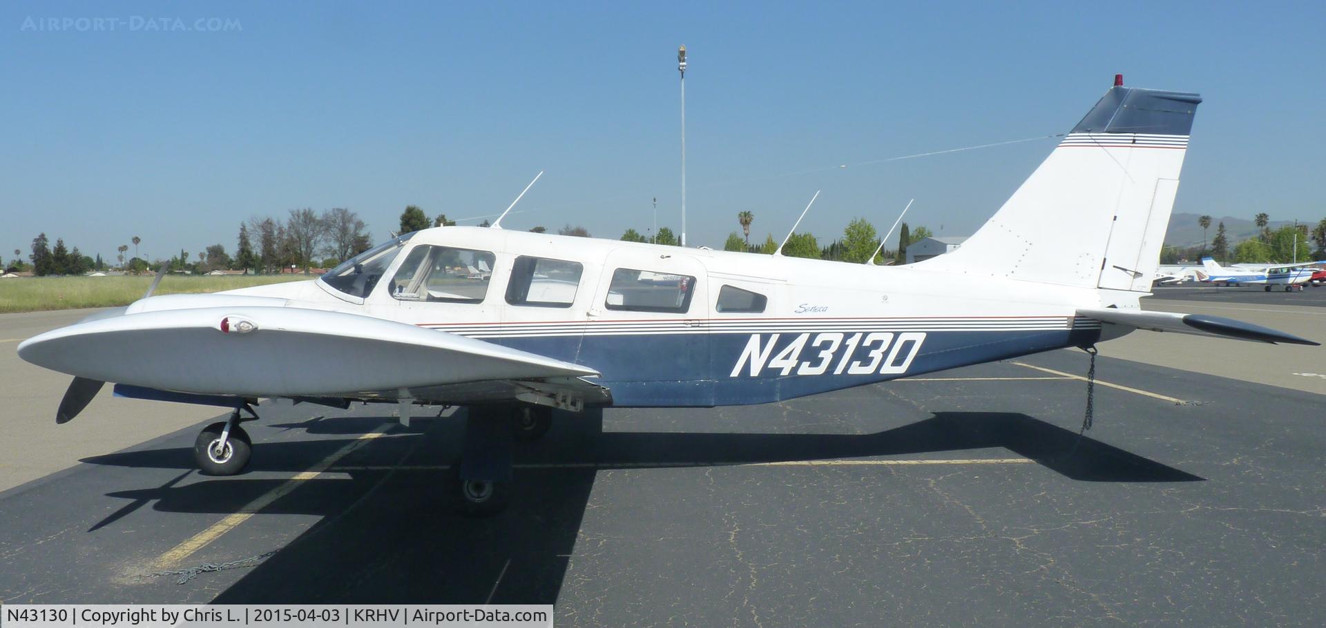 N43130, 1974 Piper PA-34-200 Seneca C/N 34-7450180, A local 1983 Piper Seneca sitting on the Nice Air ramp.