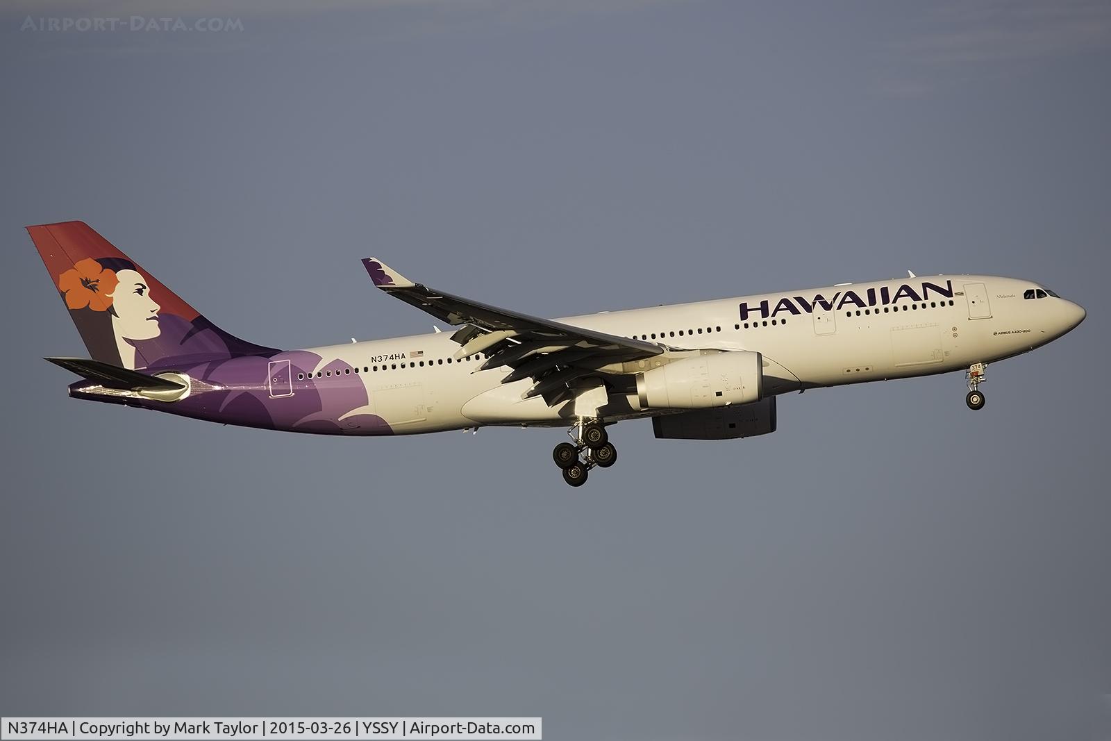 N374HA, 2014 Airbus A330-243 C/N 1565, N374HA, Hawaiaan Airlines A330-200 on approach to Sydney