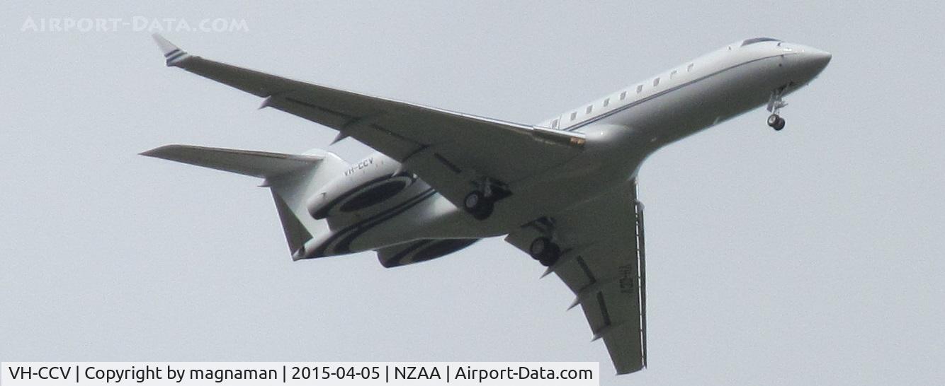 VH-CCV, 2004 Bombardier BD-700-1A10 Global Express C/N 9133, on finals to AKL - first visit