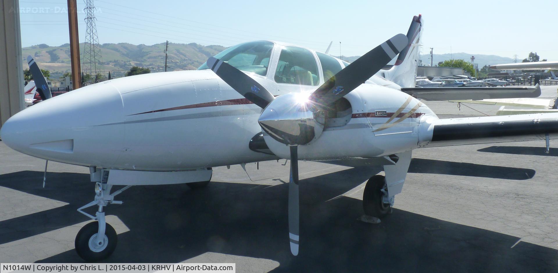 N1014W, 1973 Beech E-55 Baron C/N TE-906, A beautiful 1973 Beechcraft Baron 55 sitting in front of the Lafferty Aircraft Sales hangar waiting to be sold.