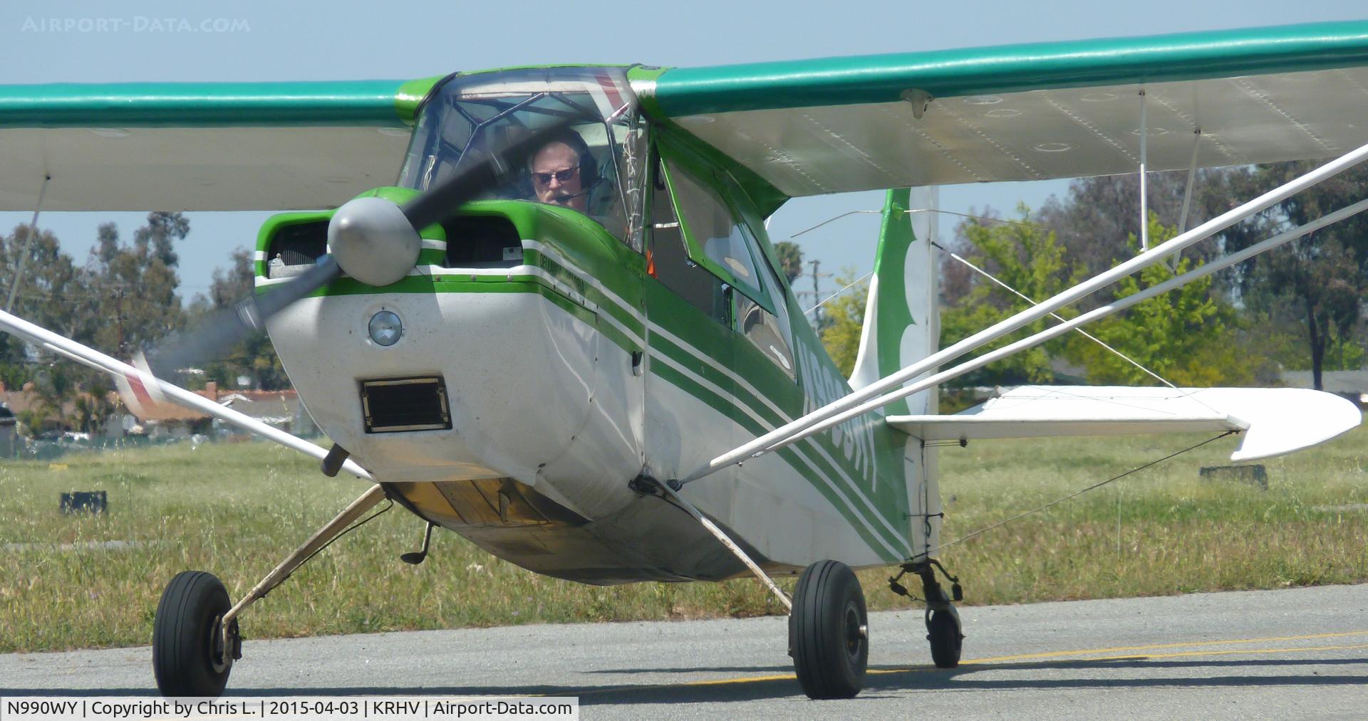 N990WY, 1976 Bellanca 7ECA Citabria C/N 1168-76, A local 1976 Citabria taxing down taxiway Z for patterns at Reid Hillview.