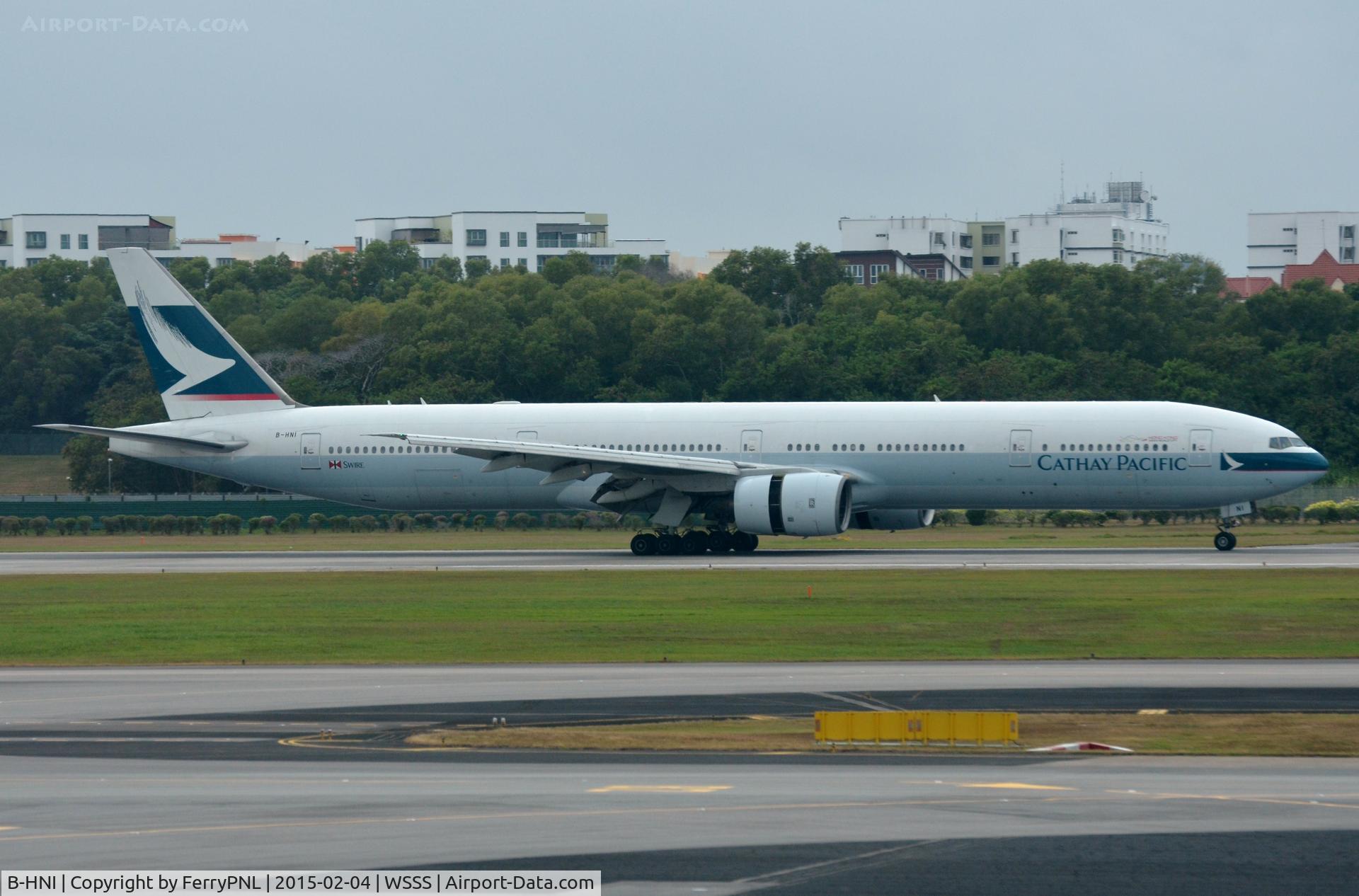 B-HNI, 1999 Boeing 777-367 C/N 27508, Cathay B773 decelerating in SIN