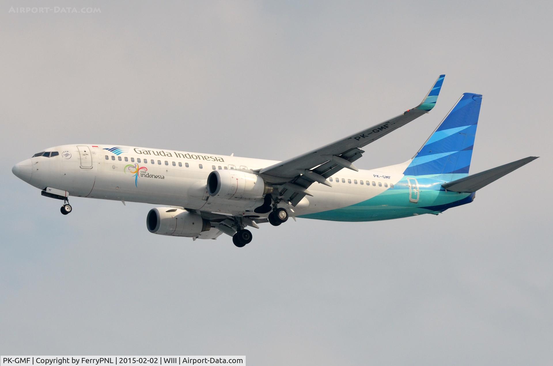 PK-GMF, 2009 Boeing 737-8U3 C/N 30140, Garuda arriving at its home base