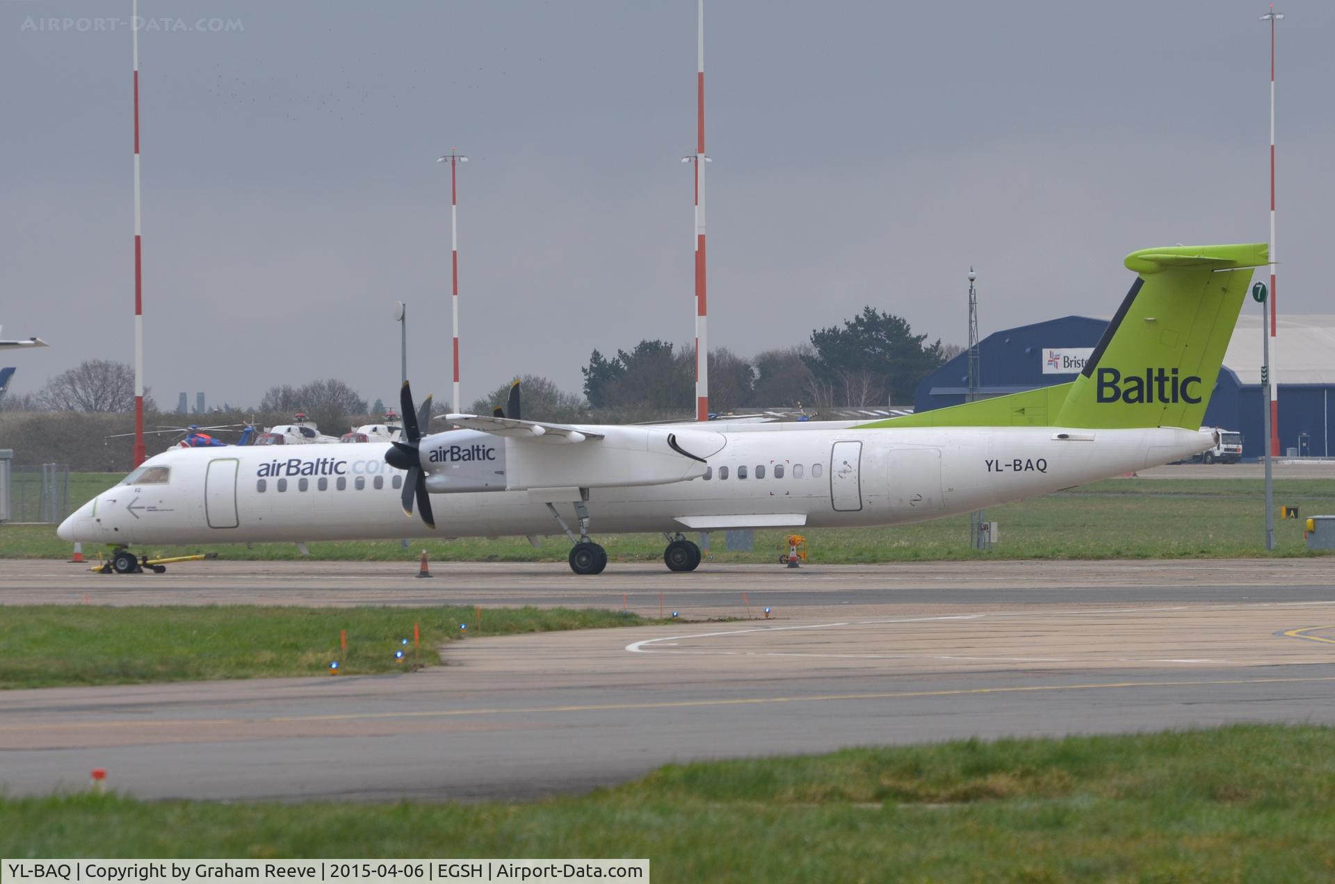 YL-BAQ, 2010 De Havilland Canada DHC-8-402Q Dash 8 C/N 4313, Parked at Norwich.