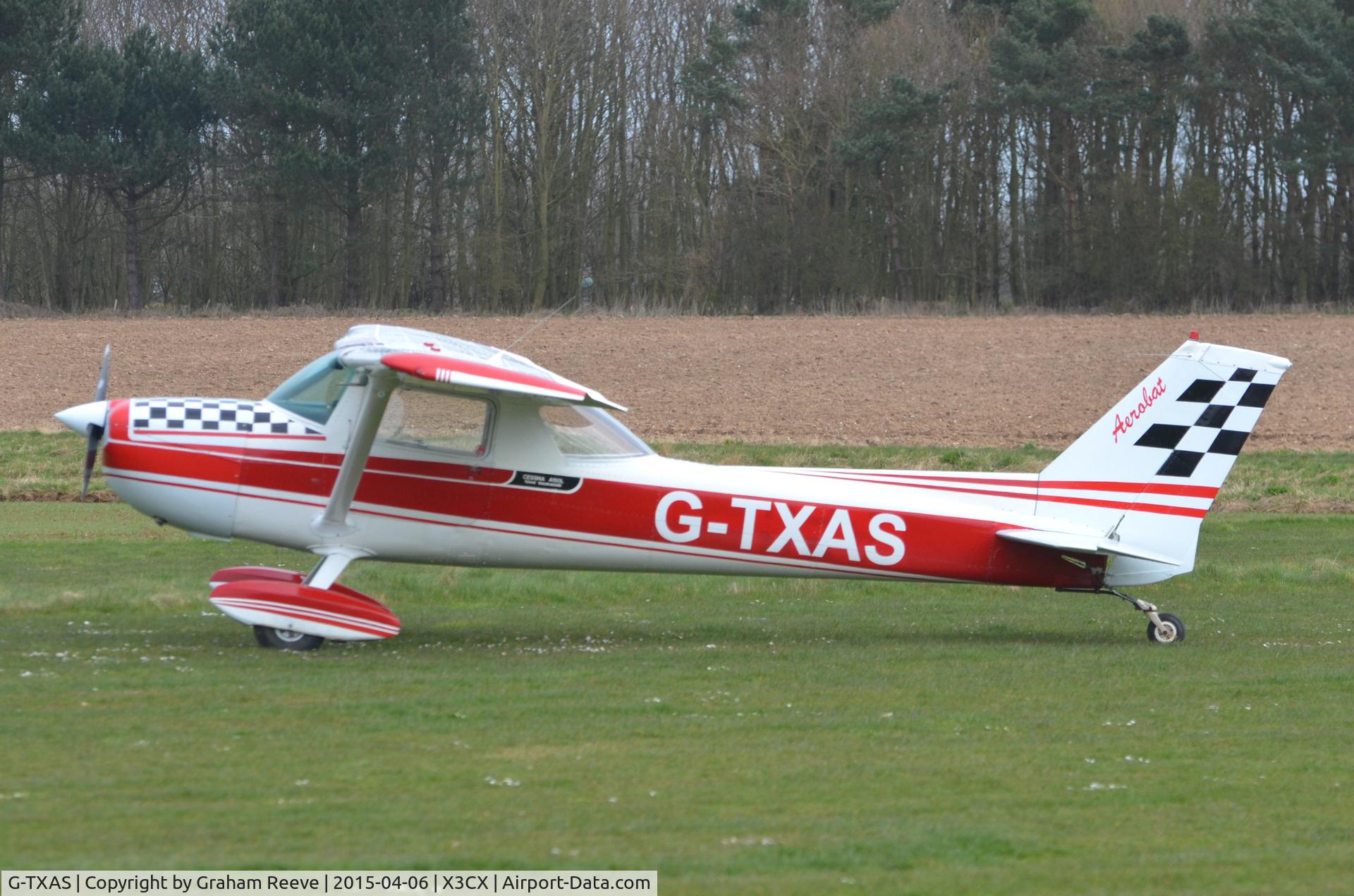 G-TXAS, 1973 Cessna A150L Aerobat Aerobat C/N A150-0381, Parked at Northrepps.