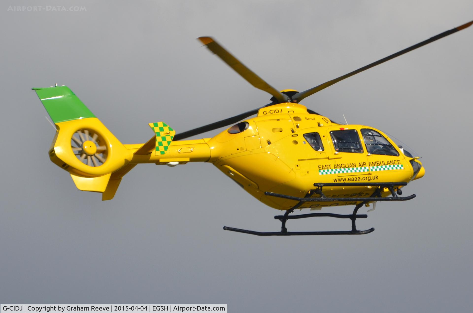 G-CIDJ, 2011 Eurocopter EC-135T-2+ C/N 1010, About to land at Norwich.