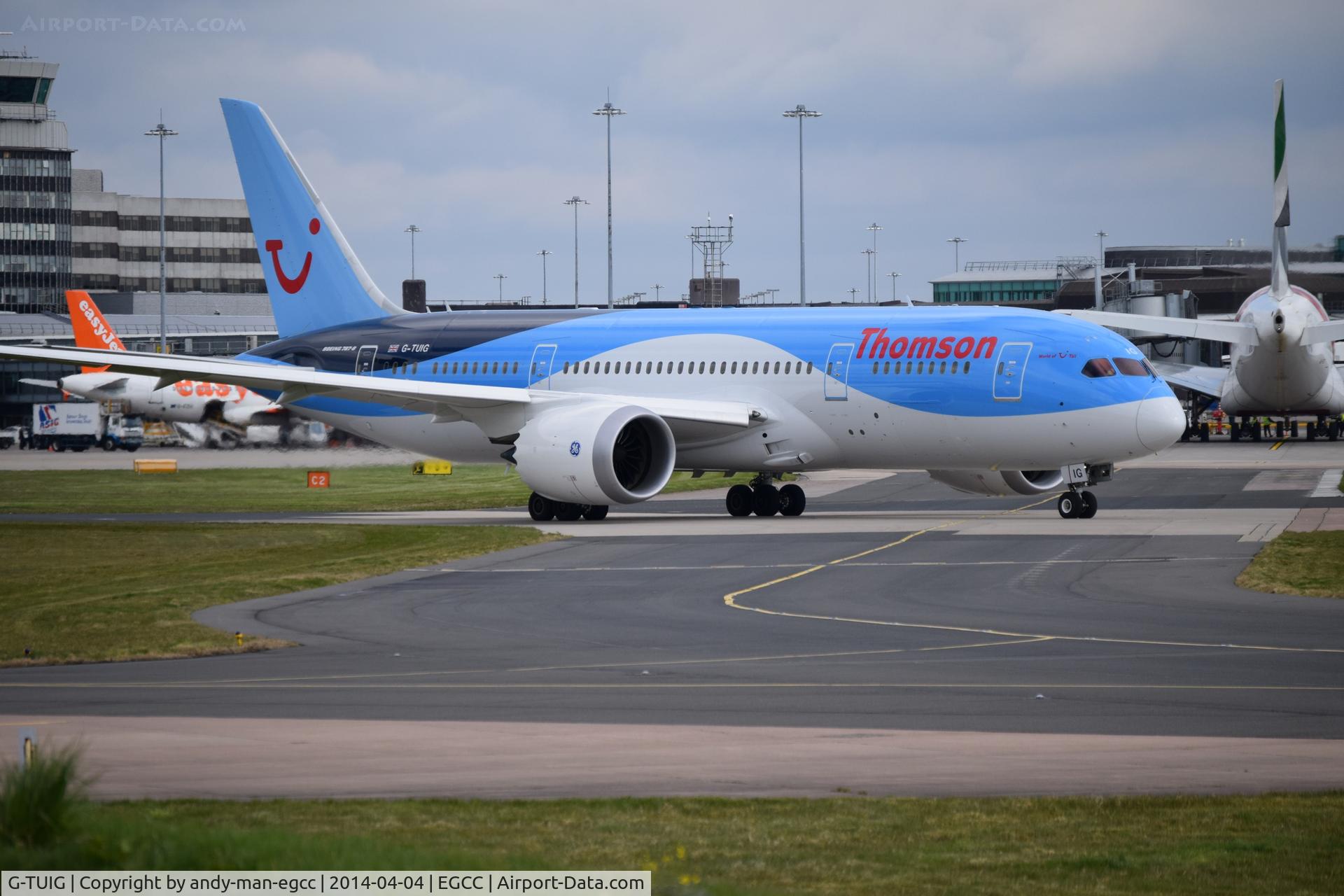G-TUIG, 2015 Boeing 787-8 Dreamliner C/N 36426, G-TUIG taxing out to the runway for takeoff

photo taken from the AVP