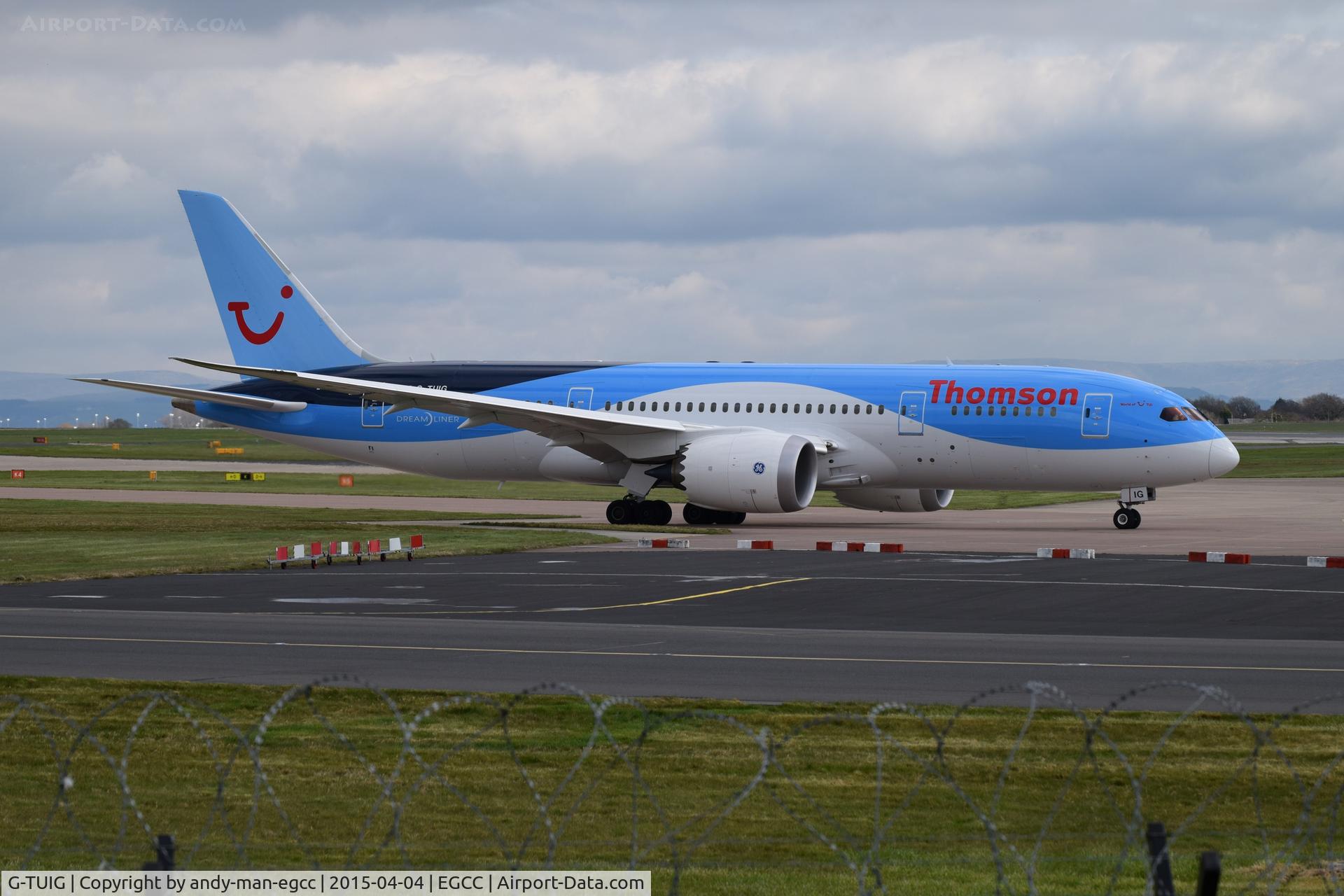 G-TUIG, 2015 Boeing 787-8 Dreamliner C/N 36426, G-TUIG taxing out to the runway for takeoff

photo taken from the AVP