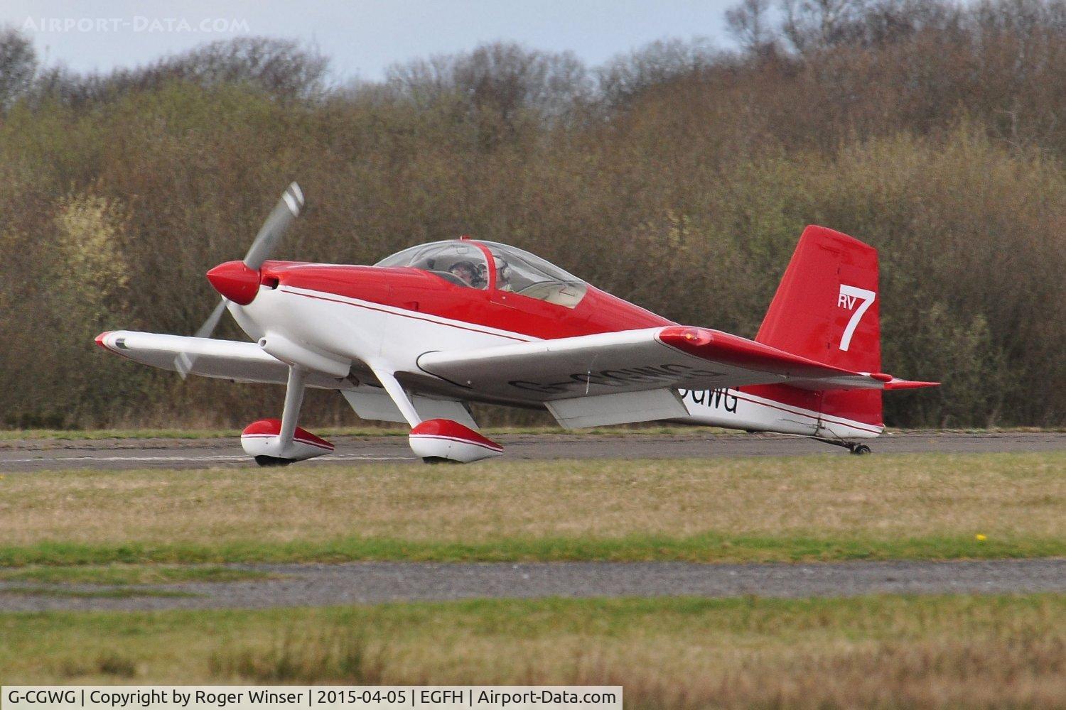 G-CGWG, 2011 Vans RV-7 C/N PFA 323-14486, Resident RV-7 arriving on Runway 22.