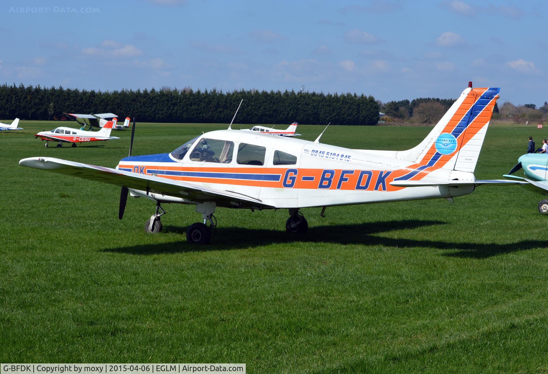 G-BFDK, 1977 Piper PA-28-161 Cherokee Warrior II C/N 28-7816010, Cherokee Warrior II at White Waltham. Ex N40061.