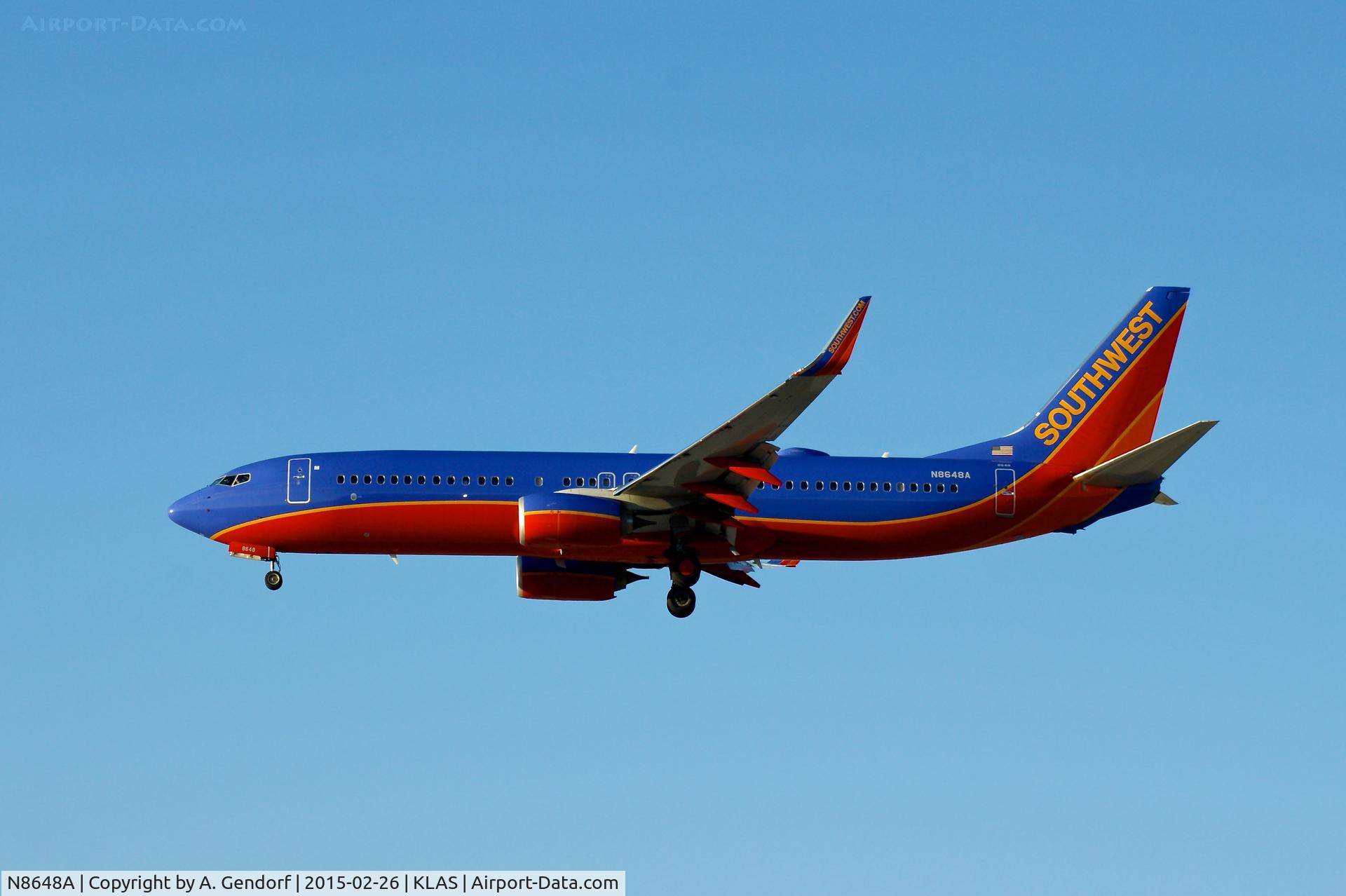 N8648A, 2014 Boeing 737-8H4 C/N 42531, Southwest Airlines, is here on short finals at Las Vegas Int'l(KLAS)