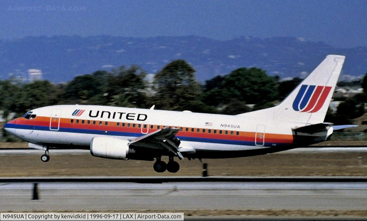 N945UA, 1992 Boeing 737-522 C/N 26684, Copied from slide.