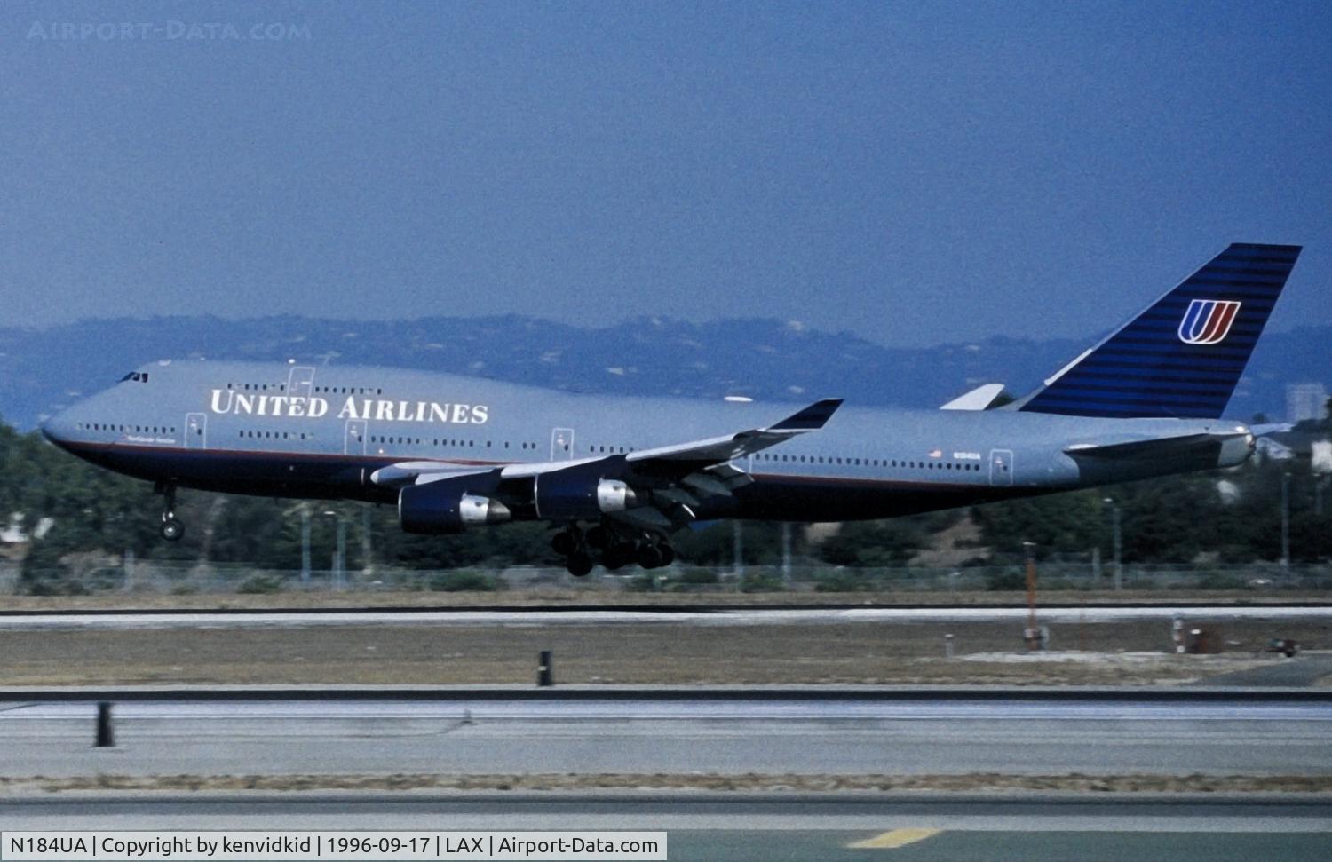 N184UA, 1992 Boeing 747-422 C/N 25380, Copied from slide.