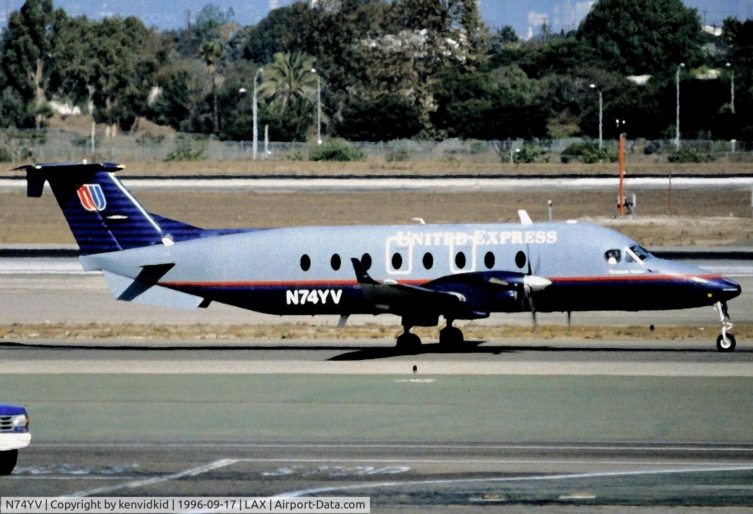 N74YV, 1993 Beech 1900D C/N UE-74, Copied from slide.