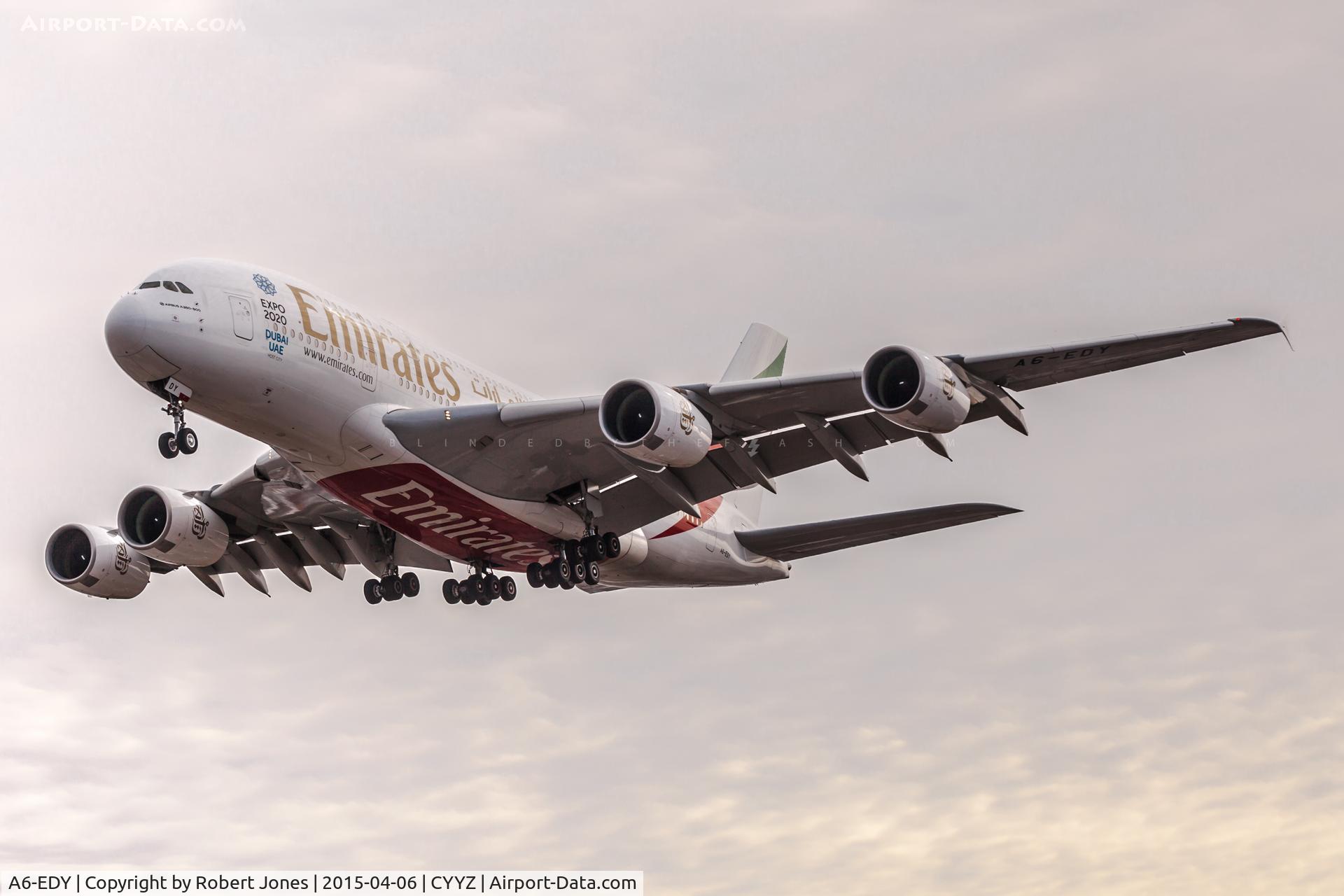 A6-EDY, 2012 Airbus A380-861 C/N 106, Short final for 05 at Toronto Pearson