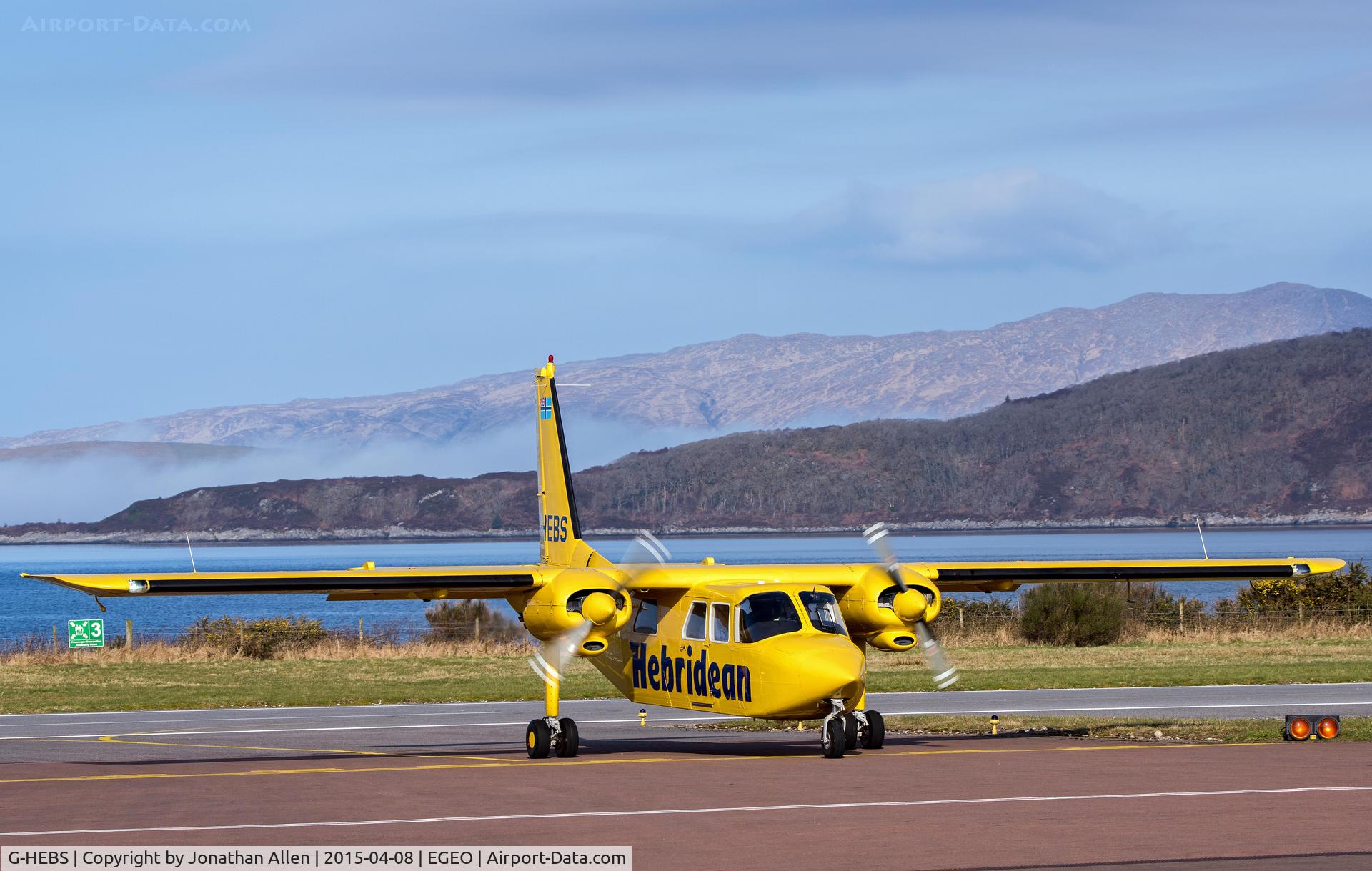 G-HEBS, 1994 Britten-Norman BN-2B-20 Islander C/N 2267, Arriving in Oban with the scheduled Wednesday morning flight from Coll and Tiree.
