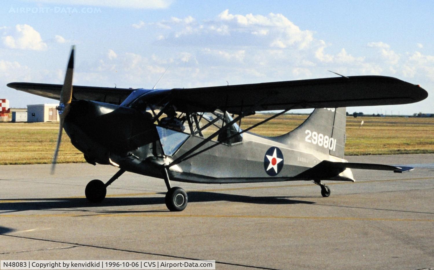 N48083, 1951 Stinson L-5 Sentinel C/N 42-98801, Copied from slide.