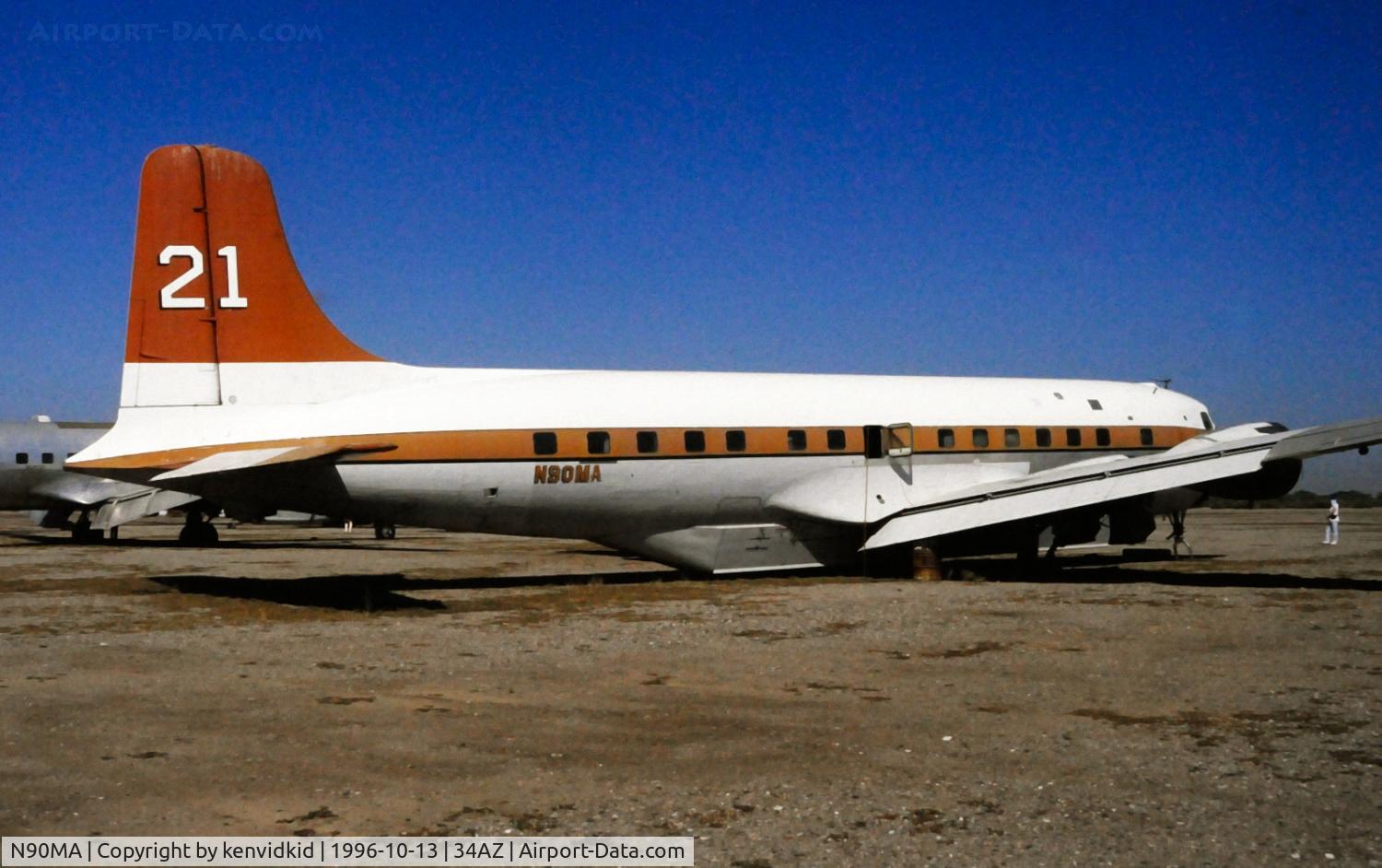 N90MA, 1949 Douglas DC-6 C/N 43128, Copied from slide.