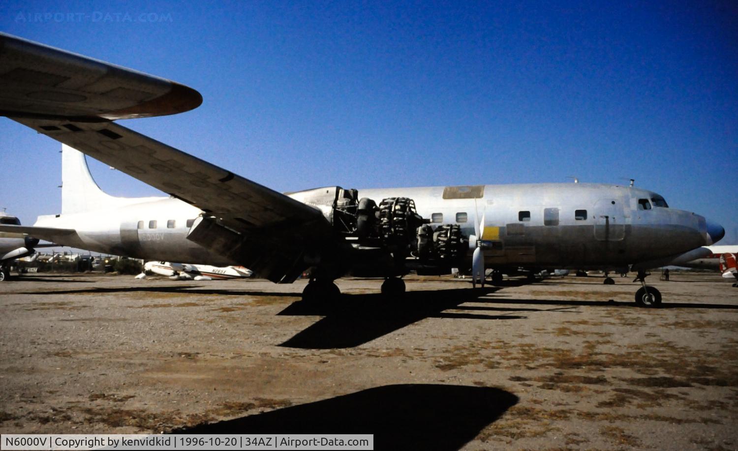N6000V, 1958 Douglas DC-7C Seven Seas Seven Seas C/N 45542, Copied from slide.