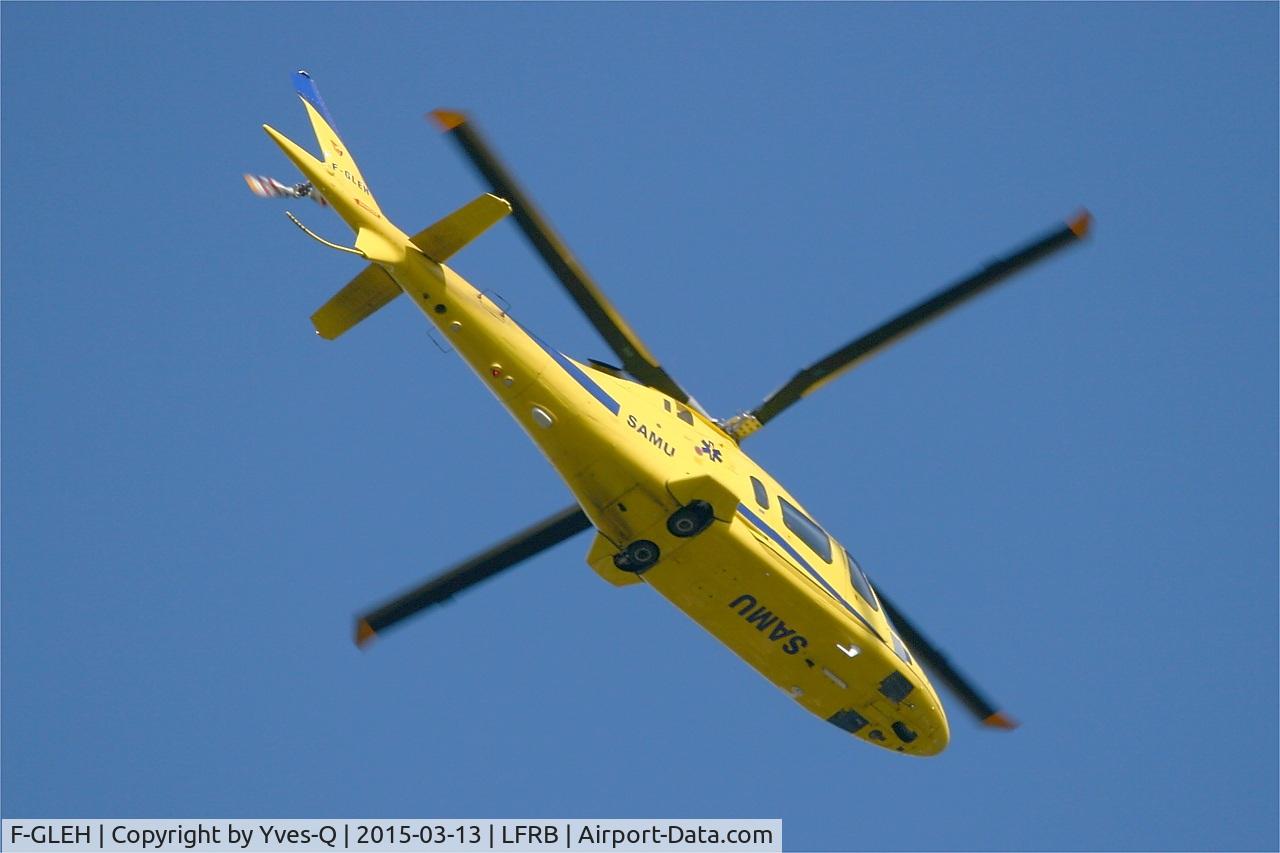 F-GLEH, Agusta A-109E Power C/N 11037, Agusta A-109E Power, Flight over Brest-Bretagne airport (LFRB-BES)