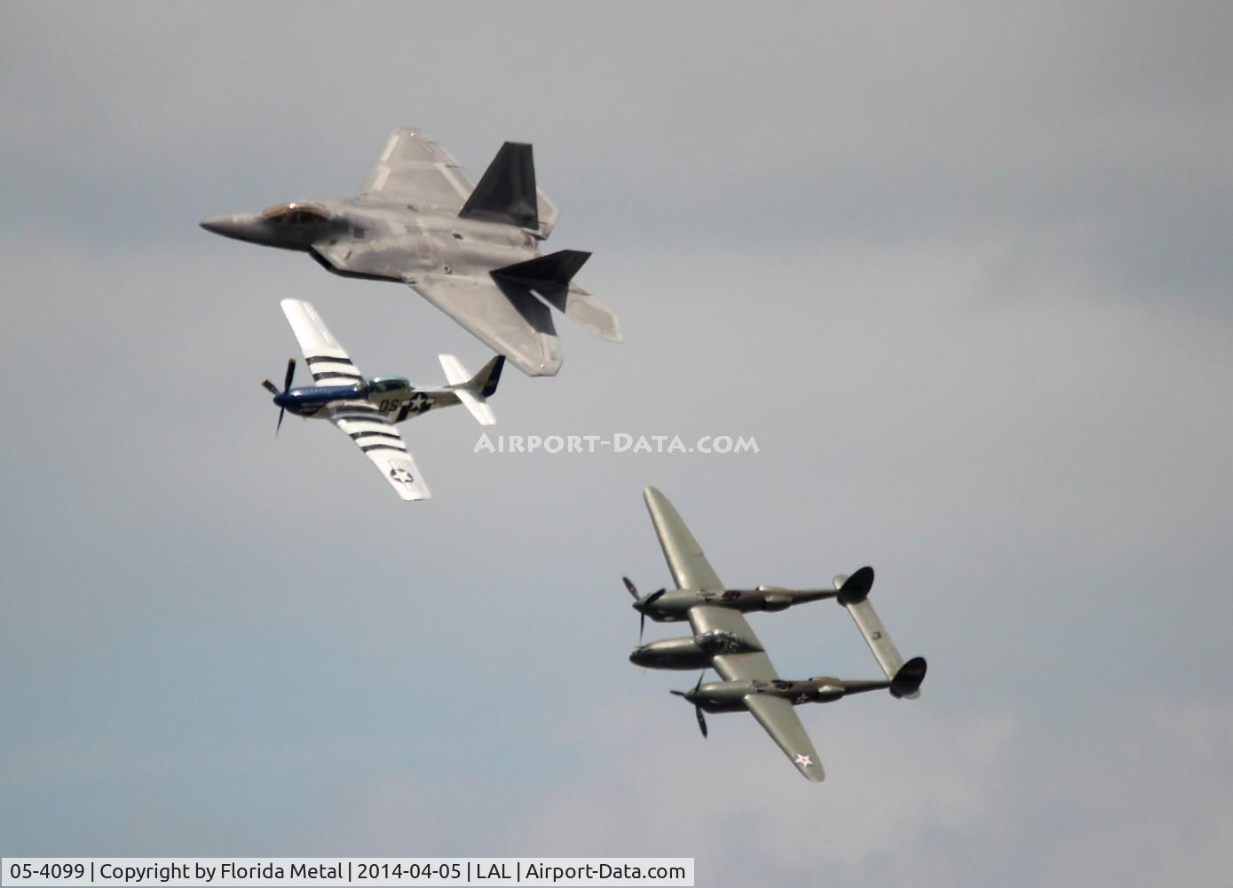 05-4099, 2005 Lockheed Martin F-22A Raptor C/N 645-4099, Heritage flight with P-51 Crazy Horse and P-38 Glacier Girl