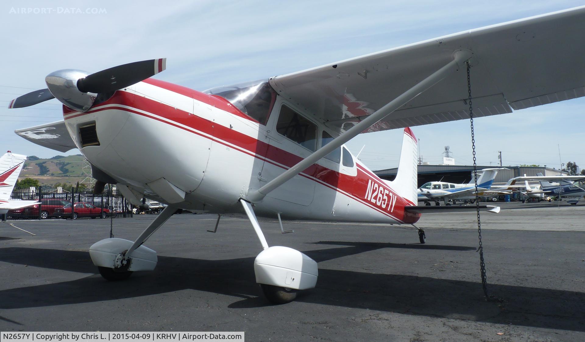 N2657Y, 1962 Cessna 180E C/N 18051157, A 1962 Cessna 180E sitting beside the Lafferty Aircraft Sales hangar.