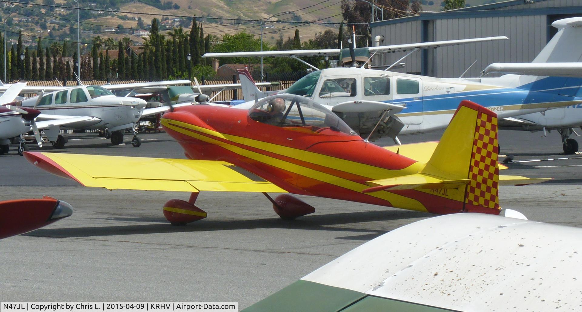 N47JL, 1996 Vans RV-4 C/N 3923, A transient 1996 Vans RV-4 going to the Squadron 2 hangar for maintenance.