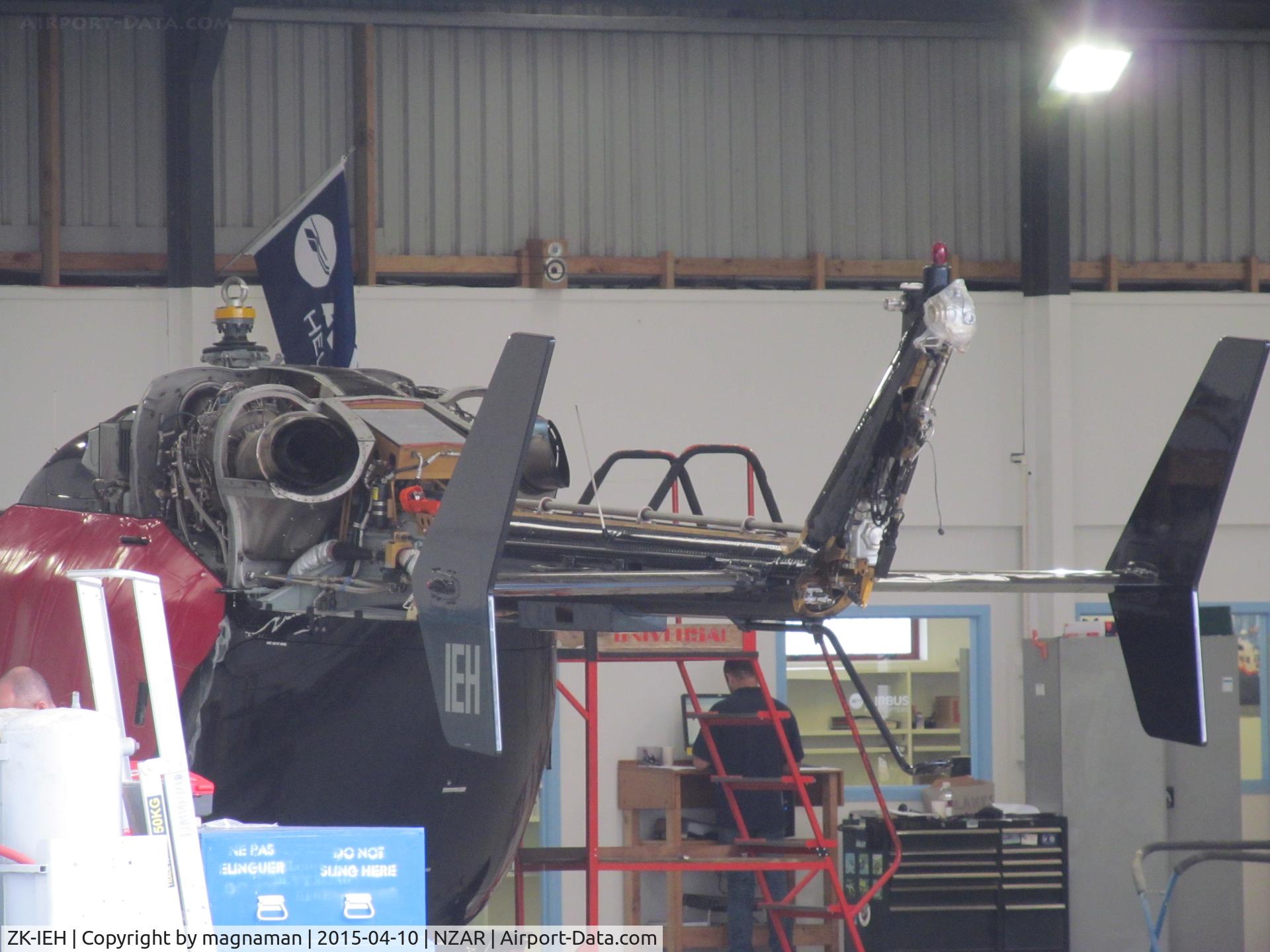 ZK-IEH, Eurocopter-Kawasaki EC-145 (BK-117C-2) C/N 9110, Tucked in Airbus hangar at Ardmore. New I think to NZ register.