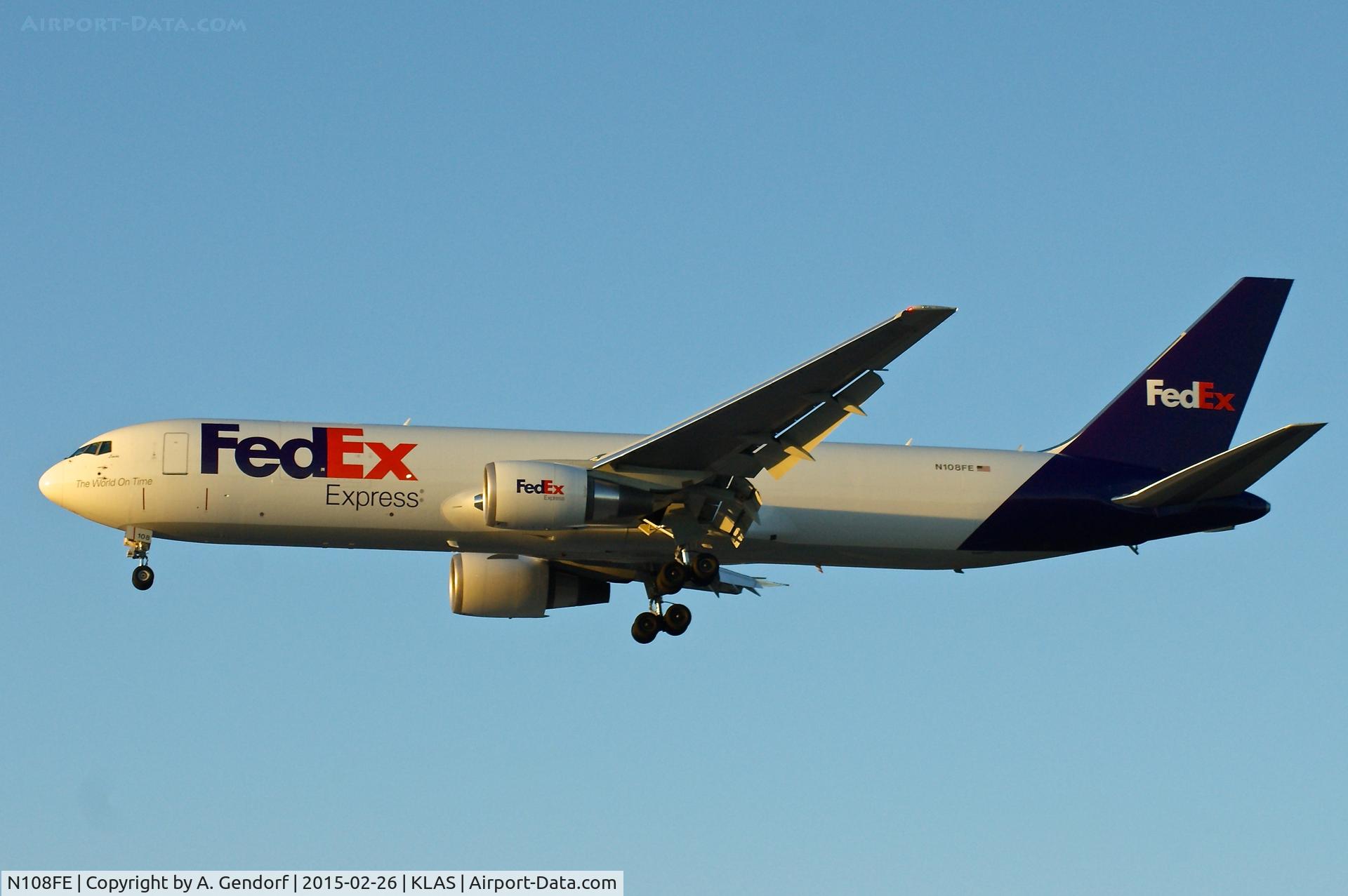 N108FE, 2014 Boeing 767-3S2F/ER C/N 44378, Fed EX, seen here on finals RWY 25L at Las Vegas Int'l(KLAS)