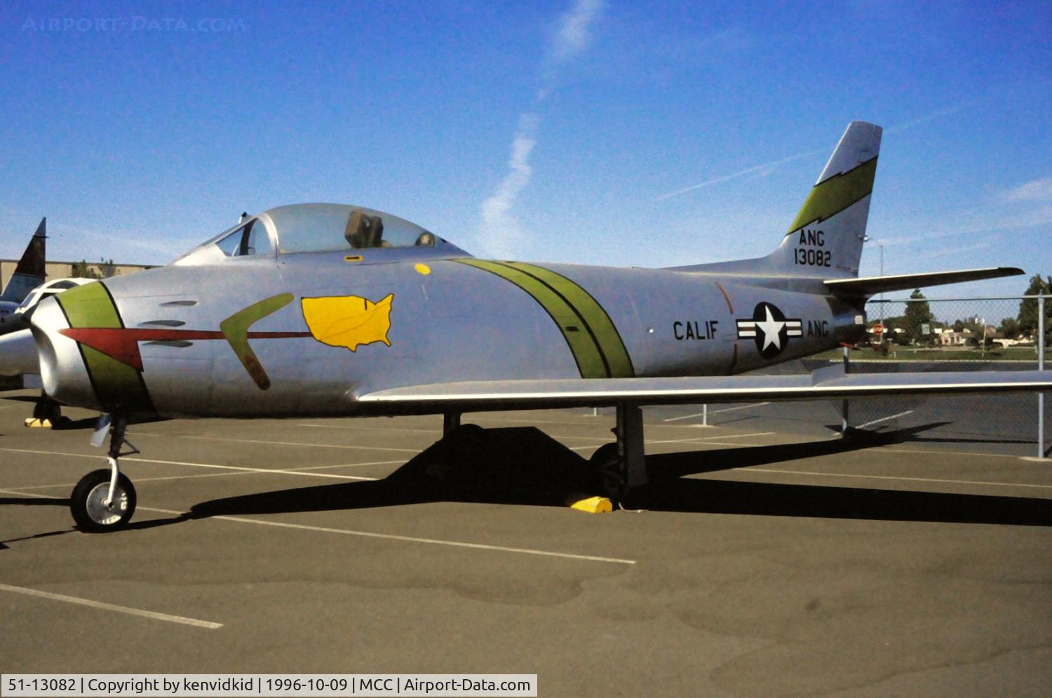 51-13082, 1951 North American F-86F-20-NH Sabre C/N 176-13, Copied from slide.