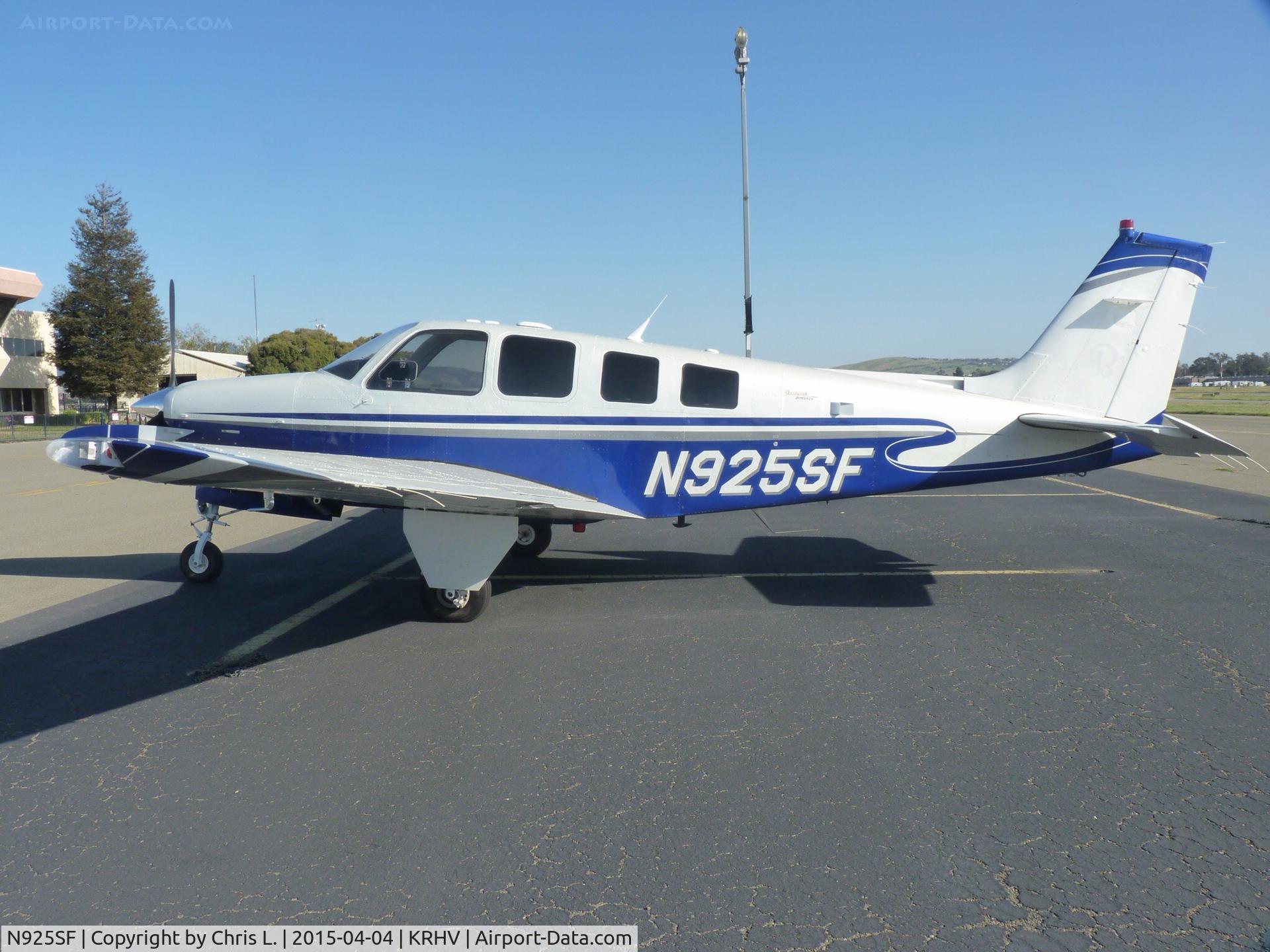 N925SF, Hawker Beechcraft Corp G36 Bonanza C/N E-3914, A transient Beechcraft Bonanza G36 sitting on the transient ramp.
