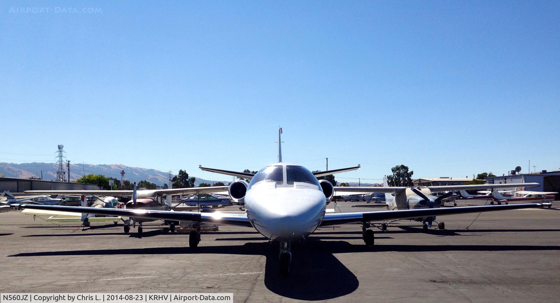 N560JZ, 1990 Cessna 560 Citation Ultra C/N 560-0017, A rare transient 1990 Cessna Citation Ultra sitting in front of the Lafferty Aircraft Sales hangar.