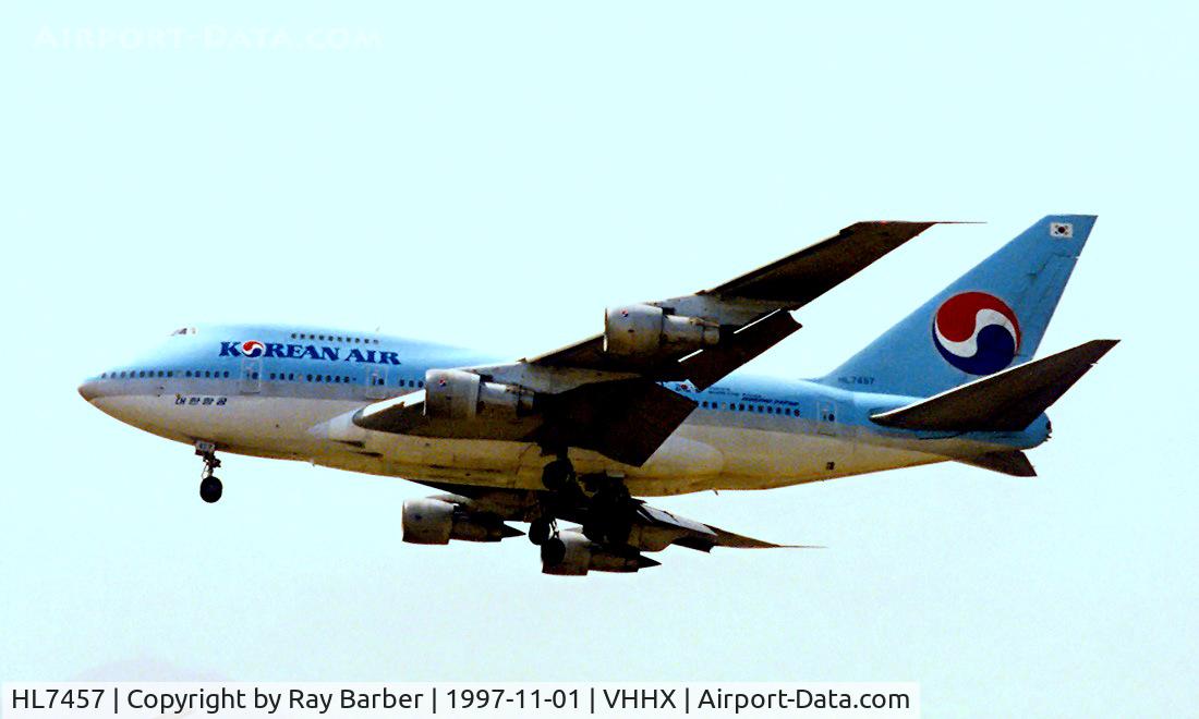 HL7457, 1981 Boeing 747-SPB5 C/N 22484, Boeing 747-SP35 [22484] (Korean Air) Hong Kong Kai-Tak~B 01/11/1997