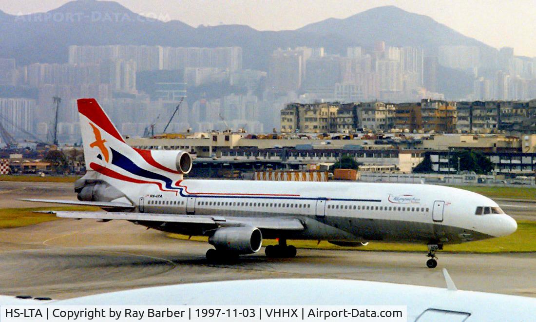HS-LTA, 1973 Lockheed L-1011-385-1 TriStar 1 C/N 193A-1043, Lockheed L-1011 Tristar 1 [1043] (Orient Thai Airlines) Hong Kong Kai-Tak~B 03/11/1997