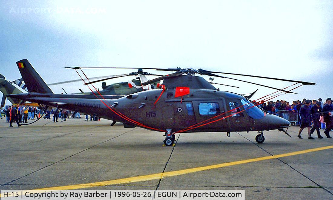H-15, Agusta A-109BA C/N 0315, Agusta A-109BA [3015] (Belgian Army) RAF Mildenhall~G 26/05/1996