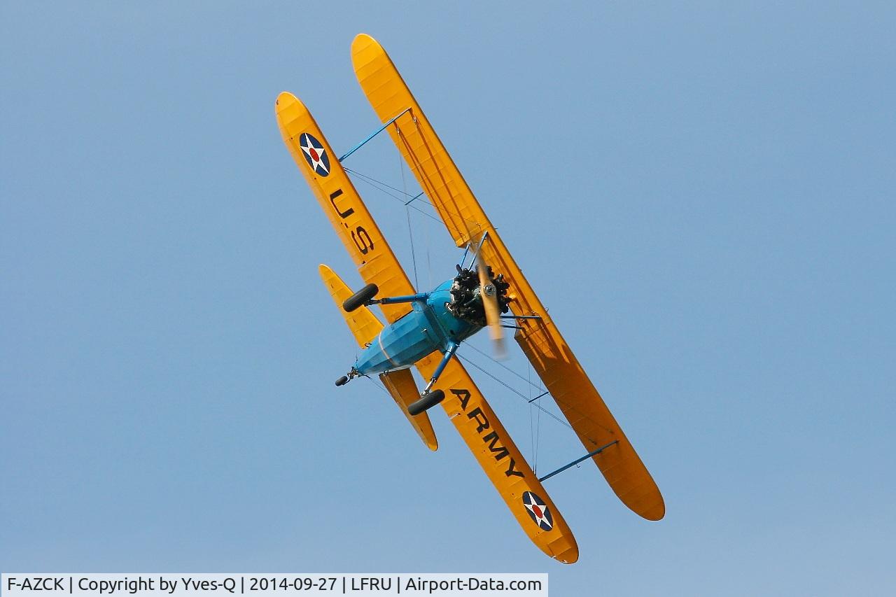 F-AZCK, 1941 Boeing A75N1 (PT-17) C/N 75-1653, Boeing A75N1, Solo display, Morlaix-Ploujean airport (LFRU-MXN) air show in september 2014