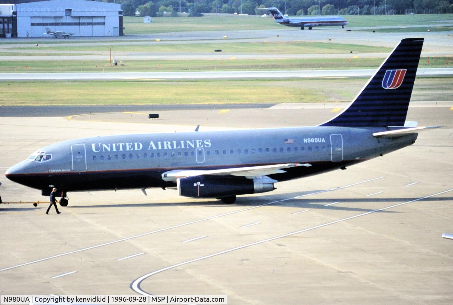 N980UA, 1978 Boeing 737-291 C/N 21545, Copied from slide.