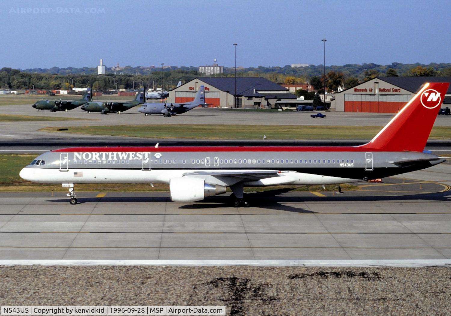 N543US, 1996 Boeing 757-251 C/N 26490, Copied from slide.