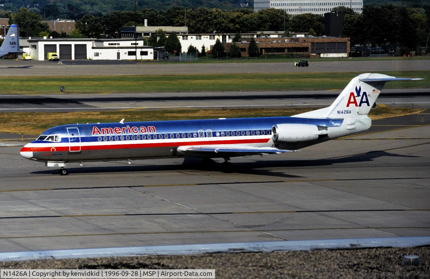 N1426A, 1992 Fokker 100 (F-28-0100) C/N 11411, Copied from slide.