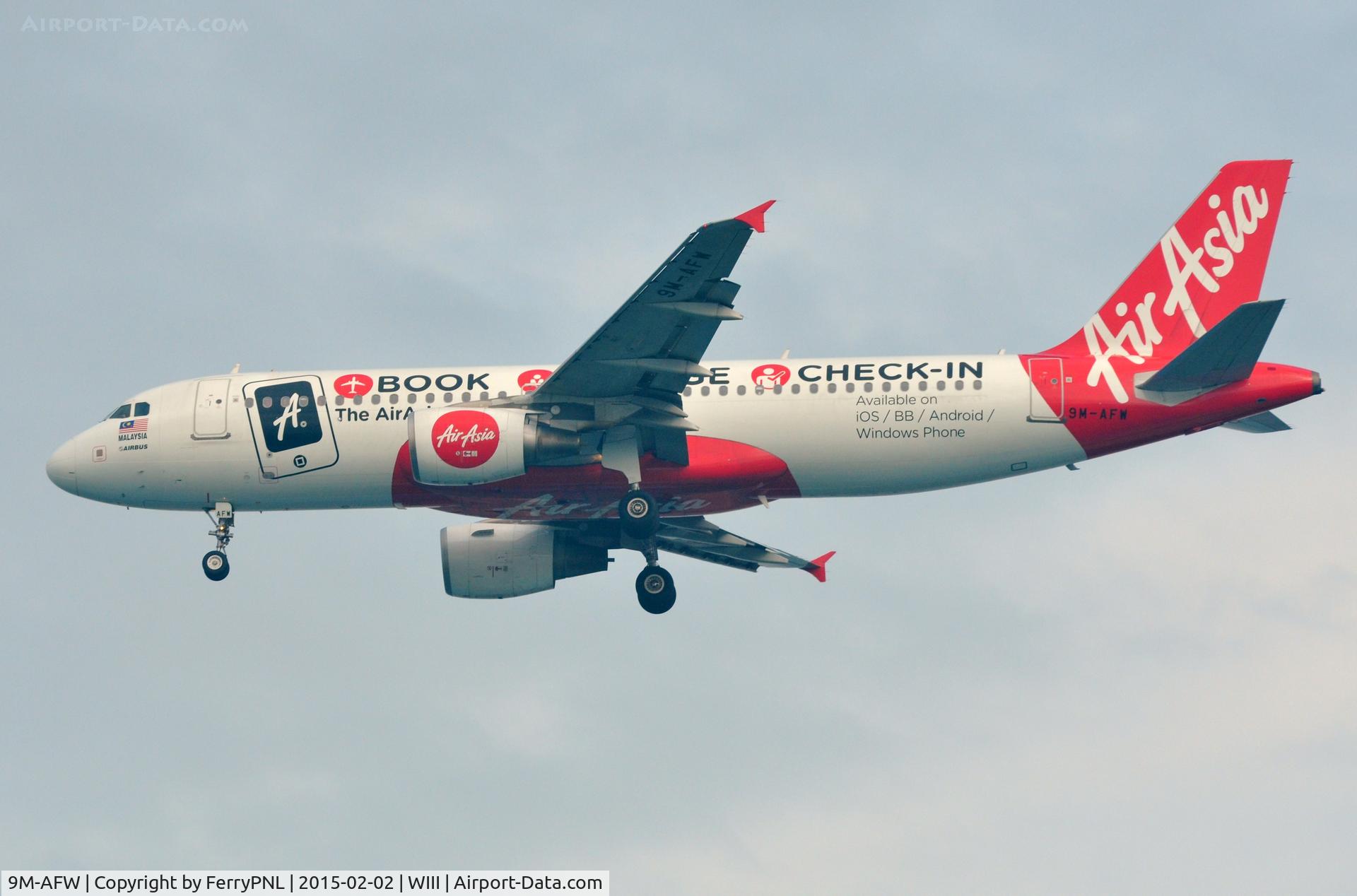 9M-AFW, 2008 Airbus A320-216 C/N 3404, AirAsia Logojet landing in CGK.